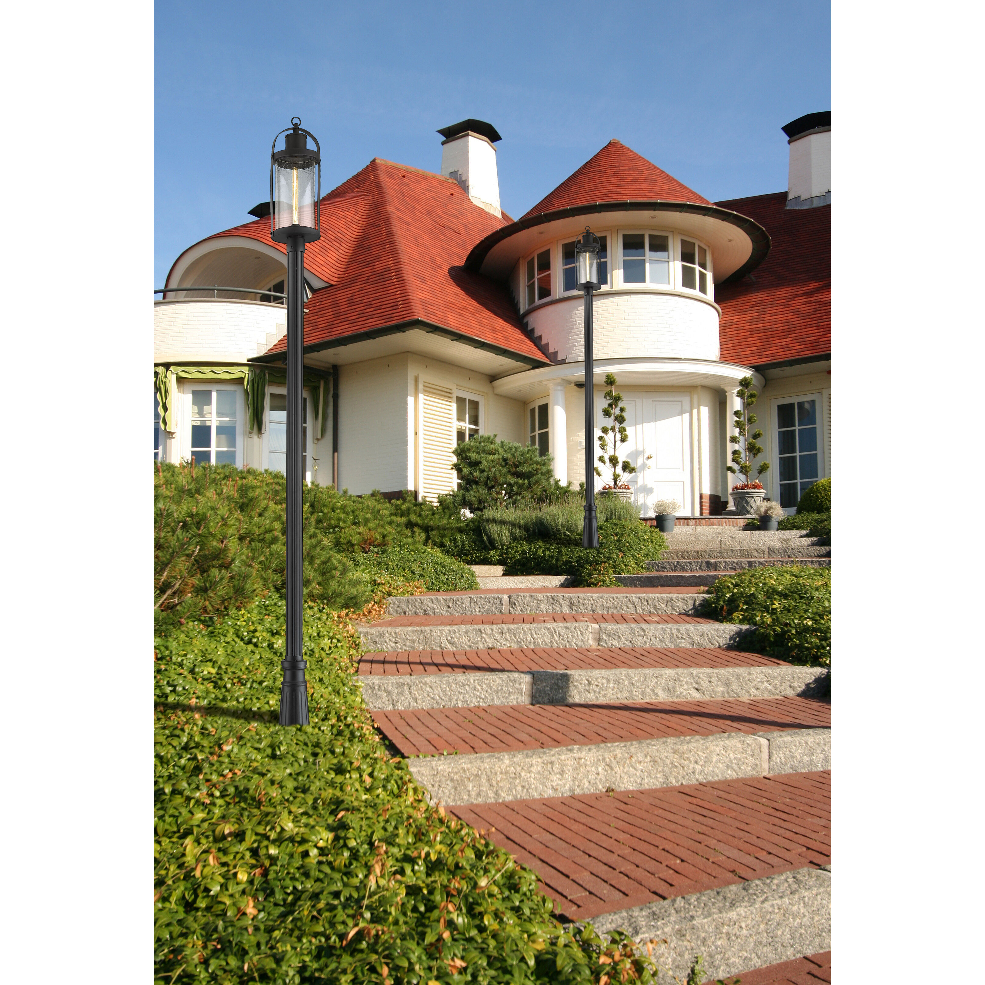 Roundhouse 1 Light 118.75 inch Black Outdoor Post Mounted Fixture in 14