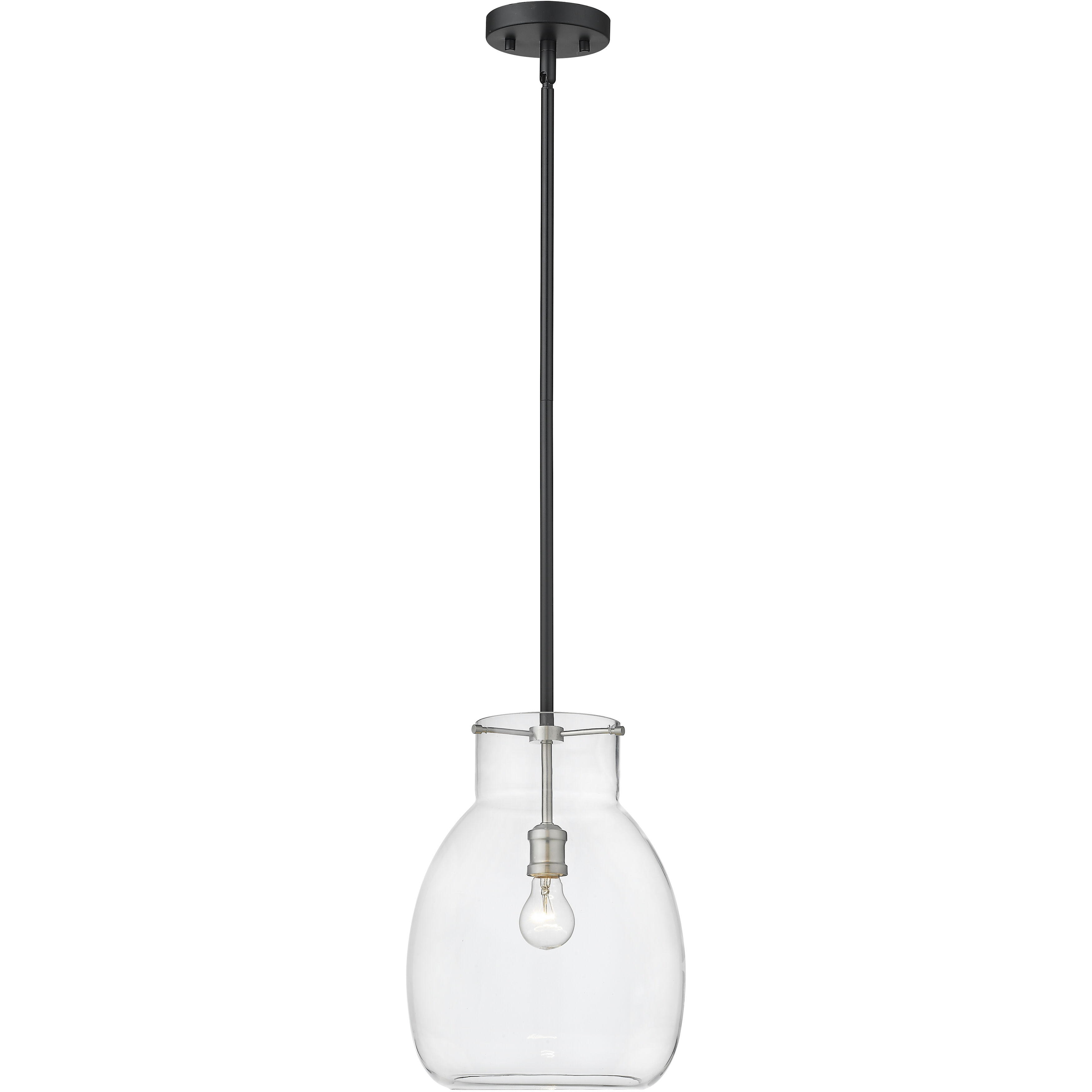 Bella 1 Light 12 inch Matte Black and Brushed Nickel Pendant Ceiling Light