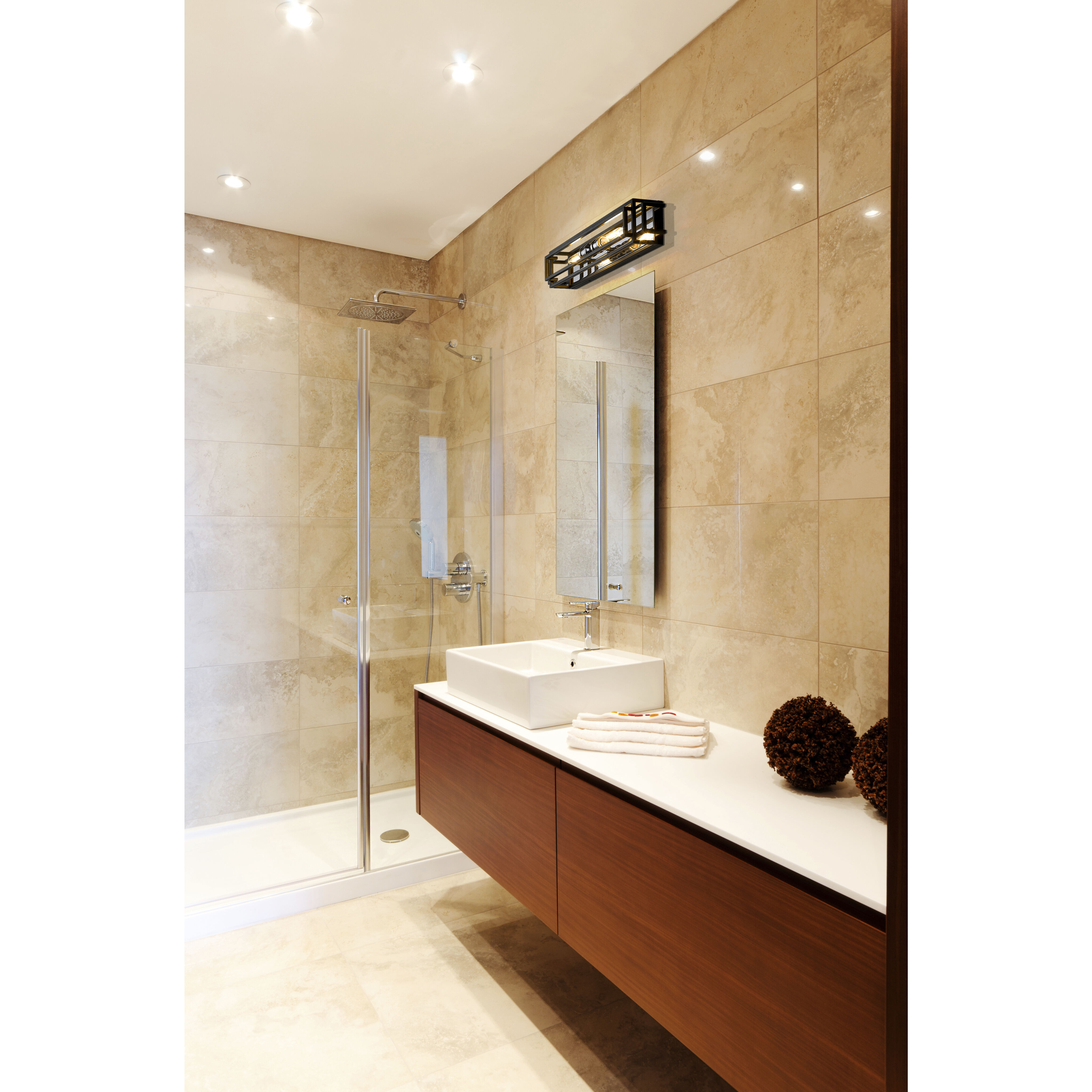 Titania 2 Light 24 inch Black and Chrome Vanity Wall Light