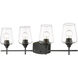Joliet 4 Light 30 inch Matte Black Vanity Wall Light