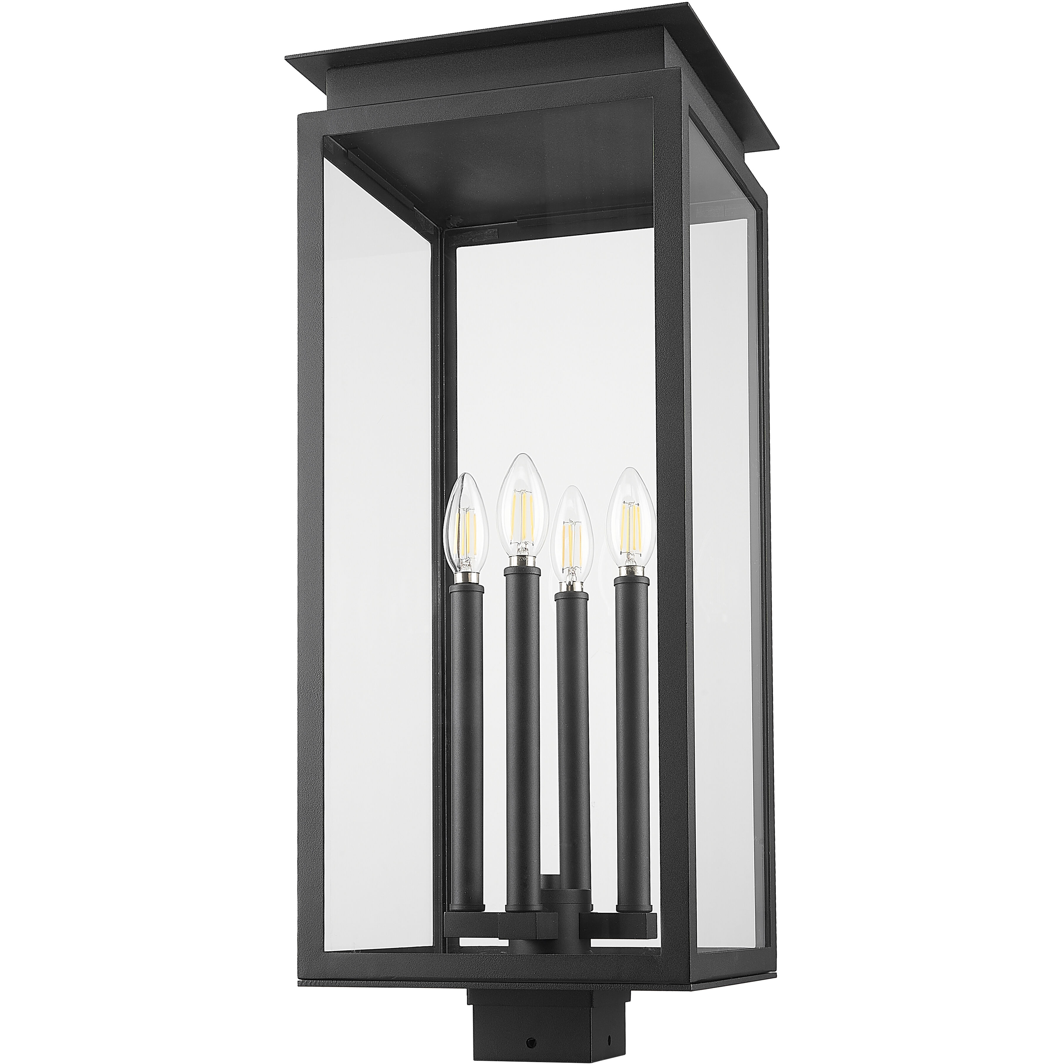 Nova 4 Light 26.75 inch Black Outdoor Post Mount Fixture in Clear Glass