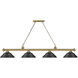 Cordon 4 Light 81.75 inch Rubbed Brass Billiard Ceiling Light in Matte Black Steel