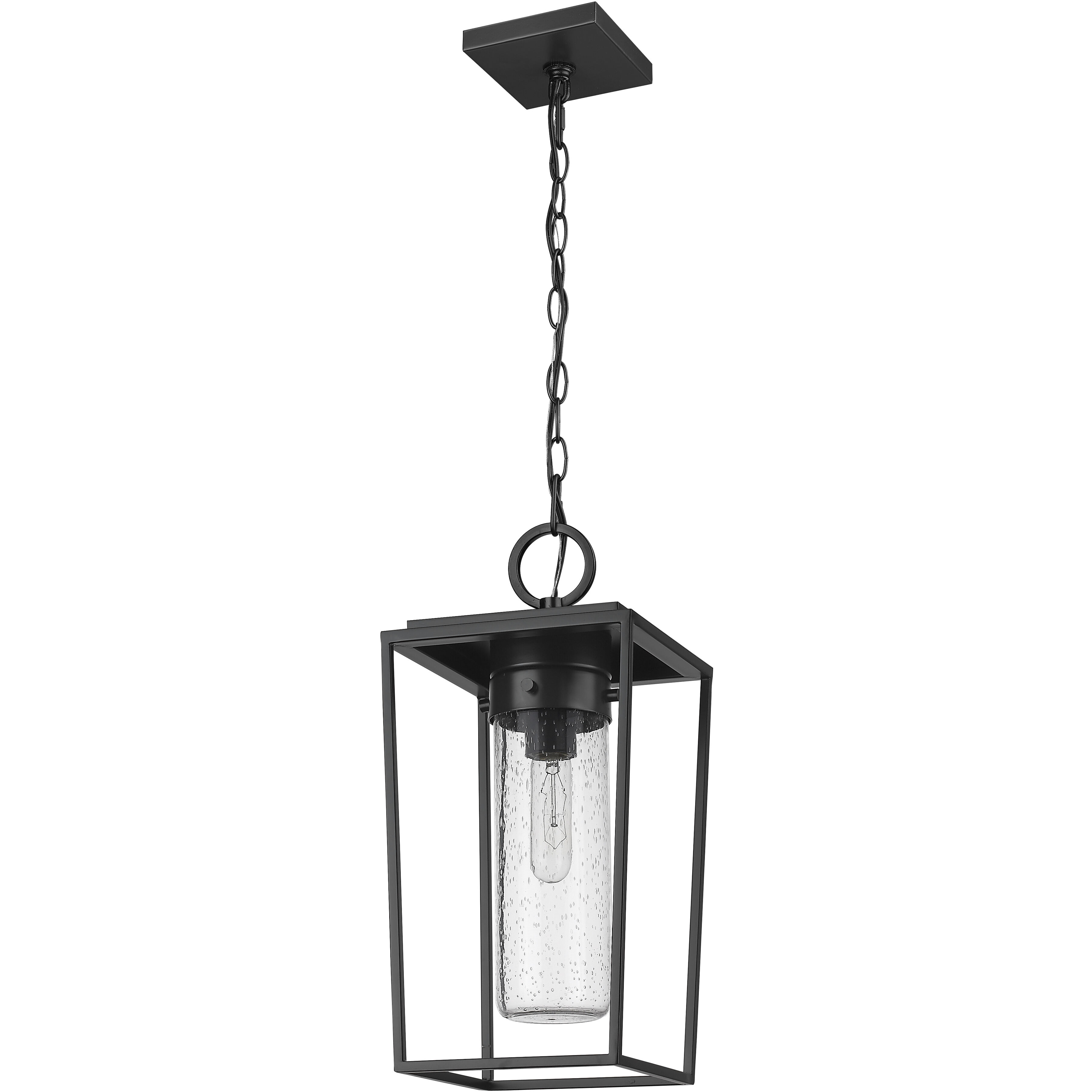Sheridan 1 Light 8 inch Black Outdoor Chain Mount Ceiling Fixture in Seedy Glass