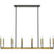 Haylie 12 Light 56 inch Matte Black and Olde Brass Linear Chandelier Ceiling Light