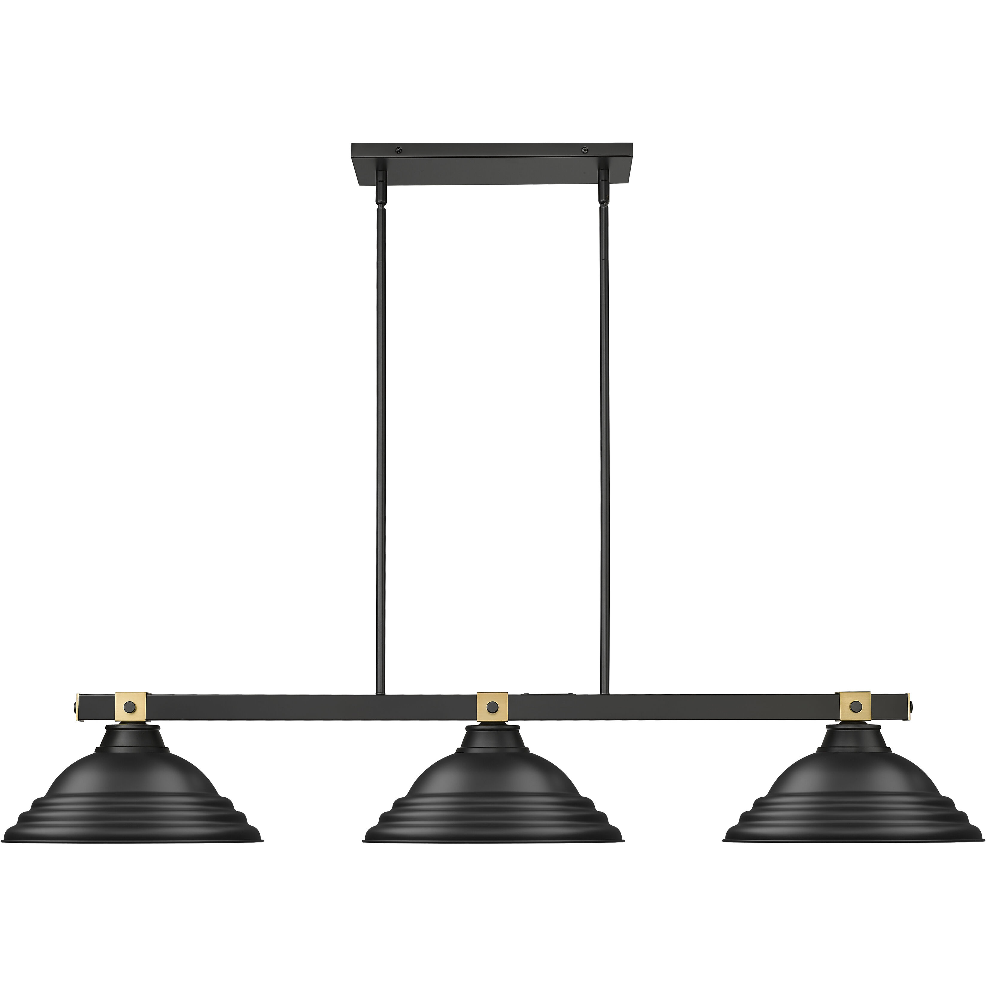 Bronte 3 Light 54.75 inch Matte Black and Rubbed Brass Billiard Light Ceiling Light