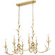 Aslin 6 Light 44 inch Gold Leaf Linear Chandelier Ceiling Light