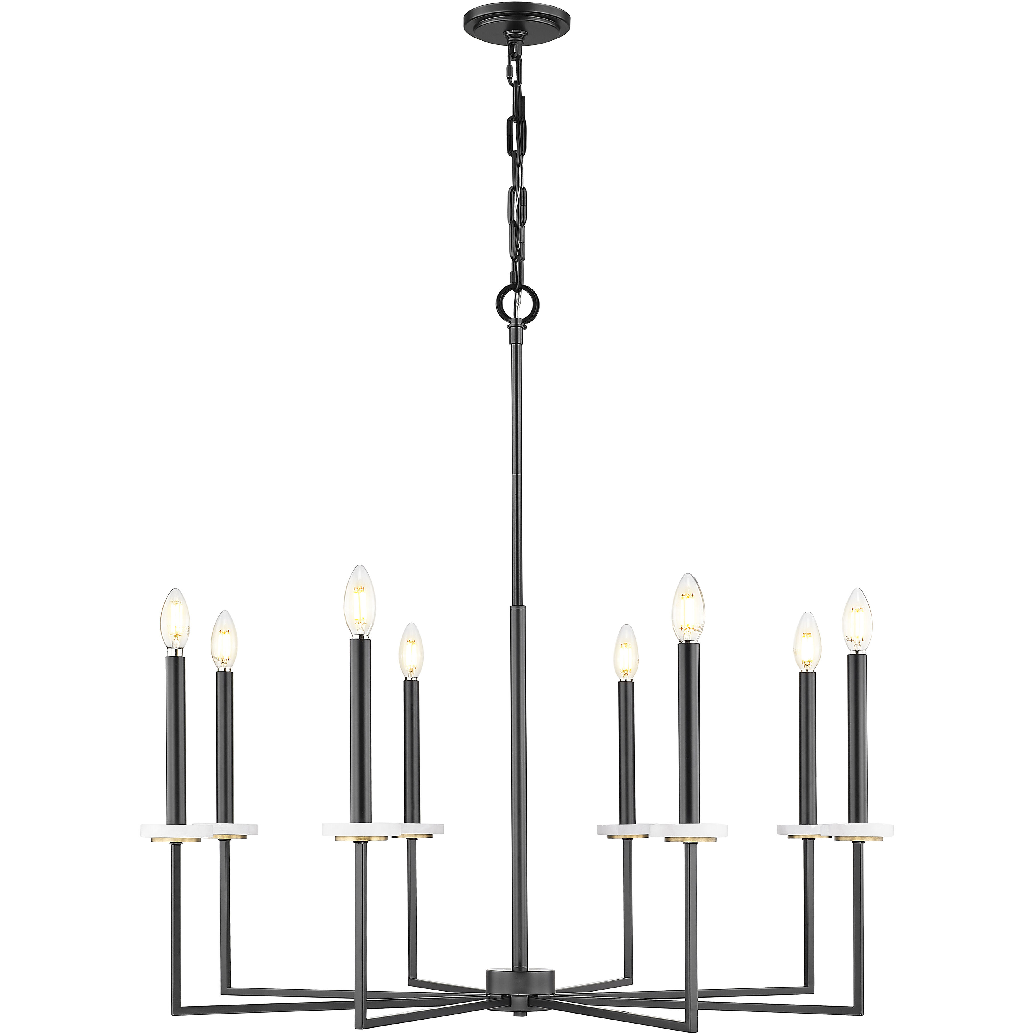Gaultier 8 Light 35.25 inch Matte Black and Mondern Gold Chandelier Ceiling Light in Matte Black and Modern Gold