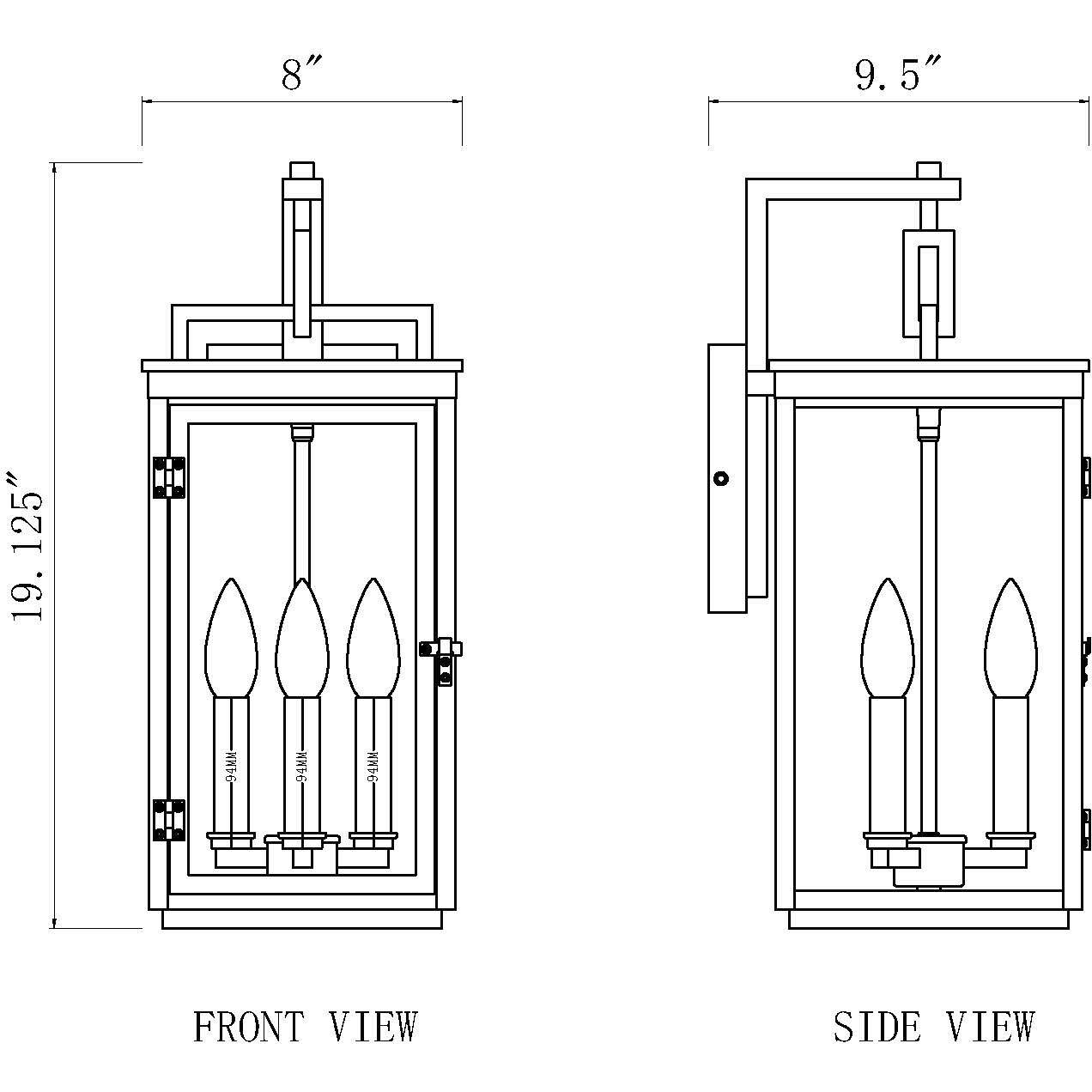 Hartwell 3 Light 19.25 inch Sand Black Outdoor Wall Light