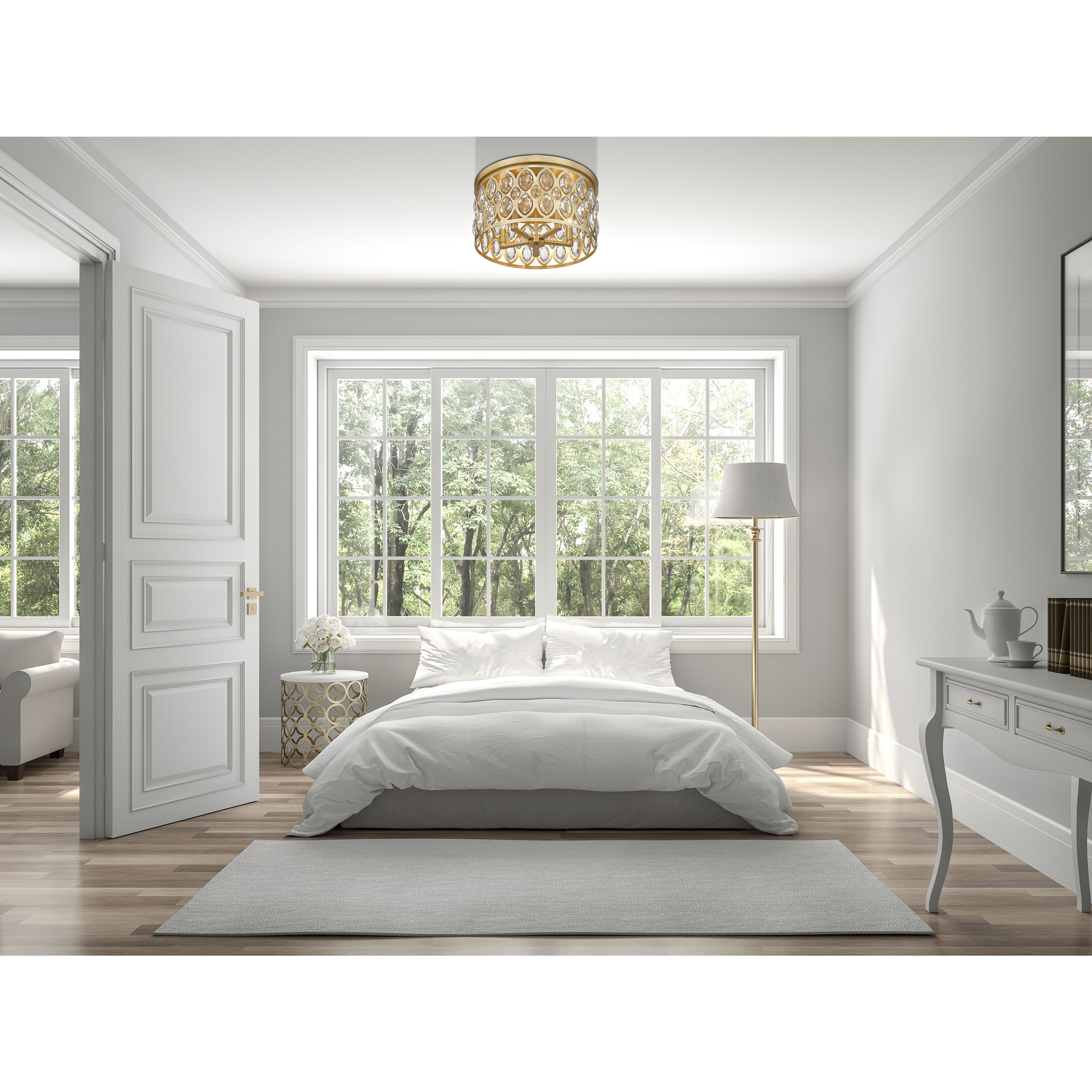 Dealey 5 Light 18 inch Heirloom Brass Flush Mount Ceiling Light