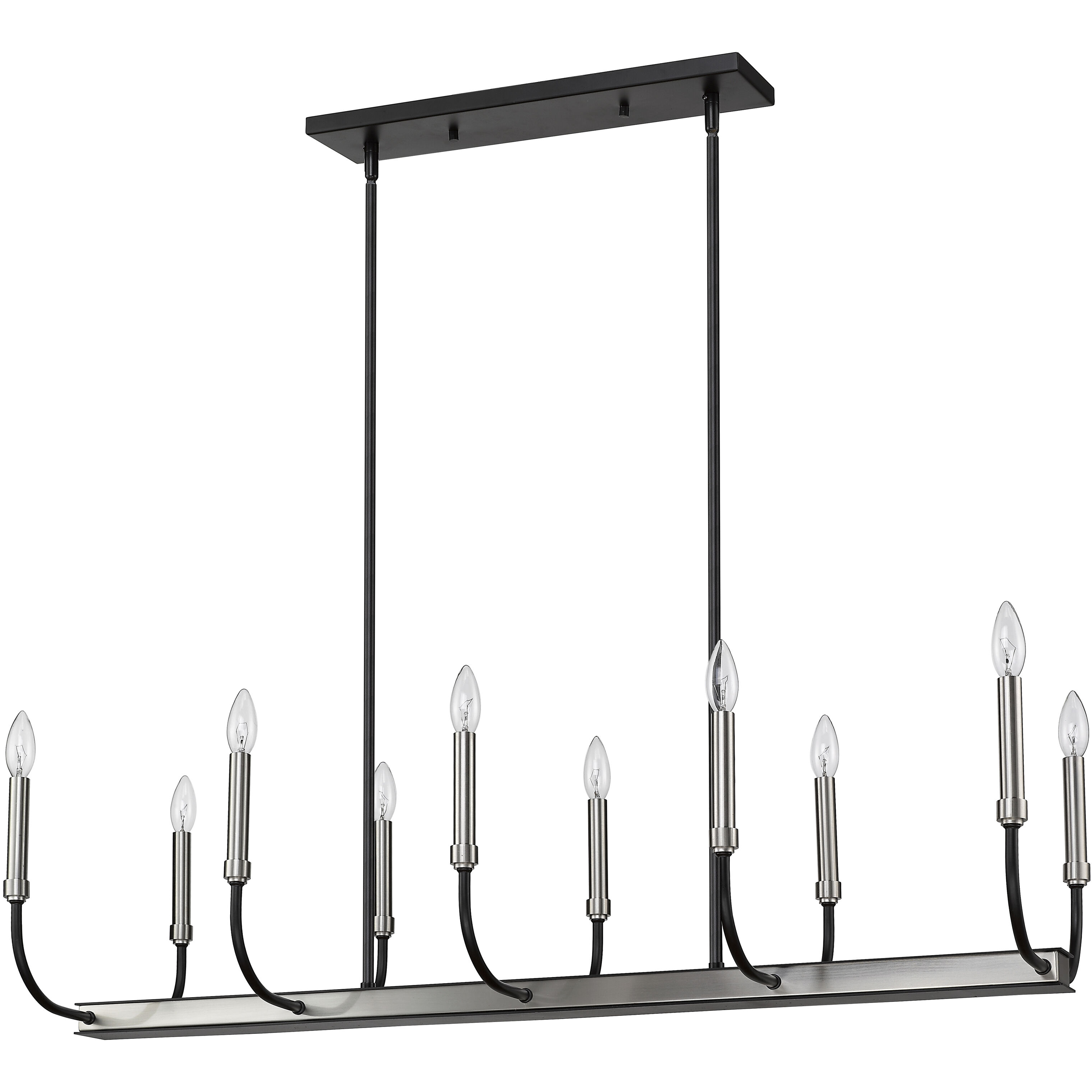 Haylie 10 Light 44 inch Matte Black and Brushed Nickel Linear Chandelier Ceiling Light