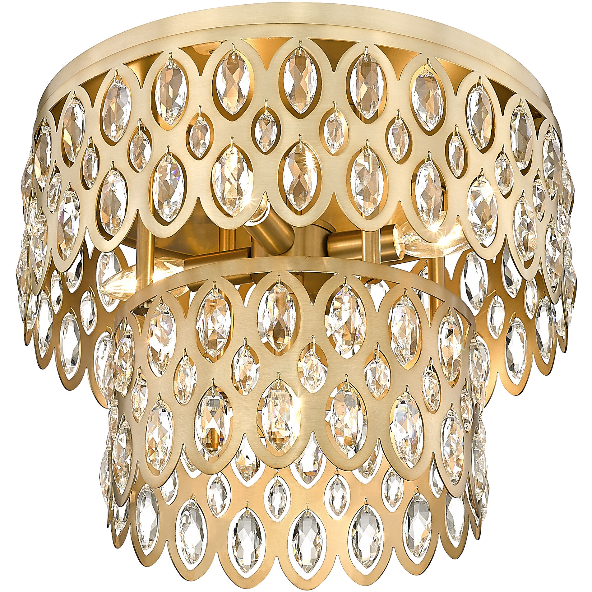 Dealey 5 Light 15 inch Heirloom Brass Flush Mount Ceiling Light