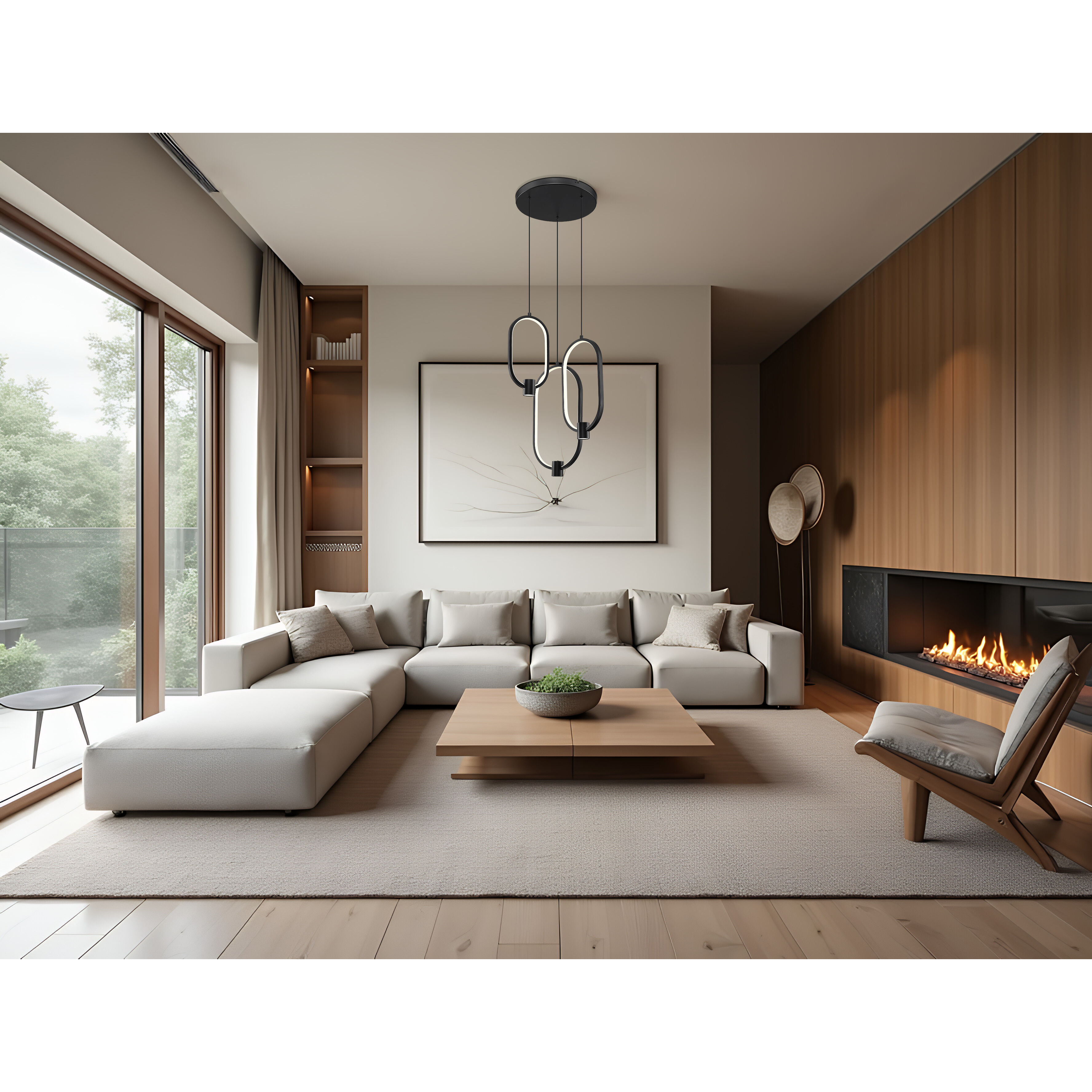 Saros LED 16.25 inch Matte Black Chandelier Ceiling Light