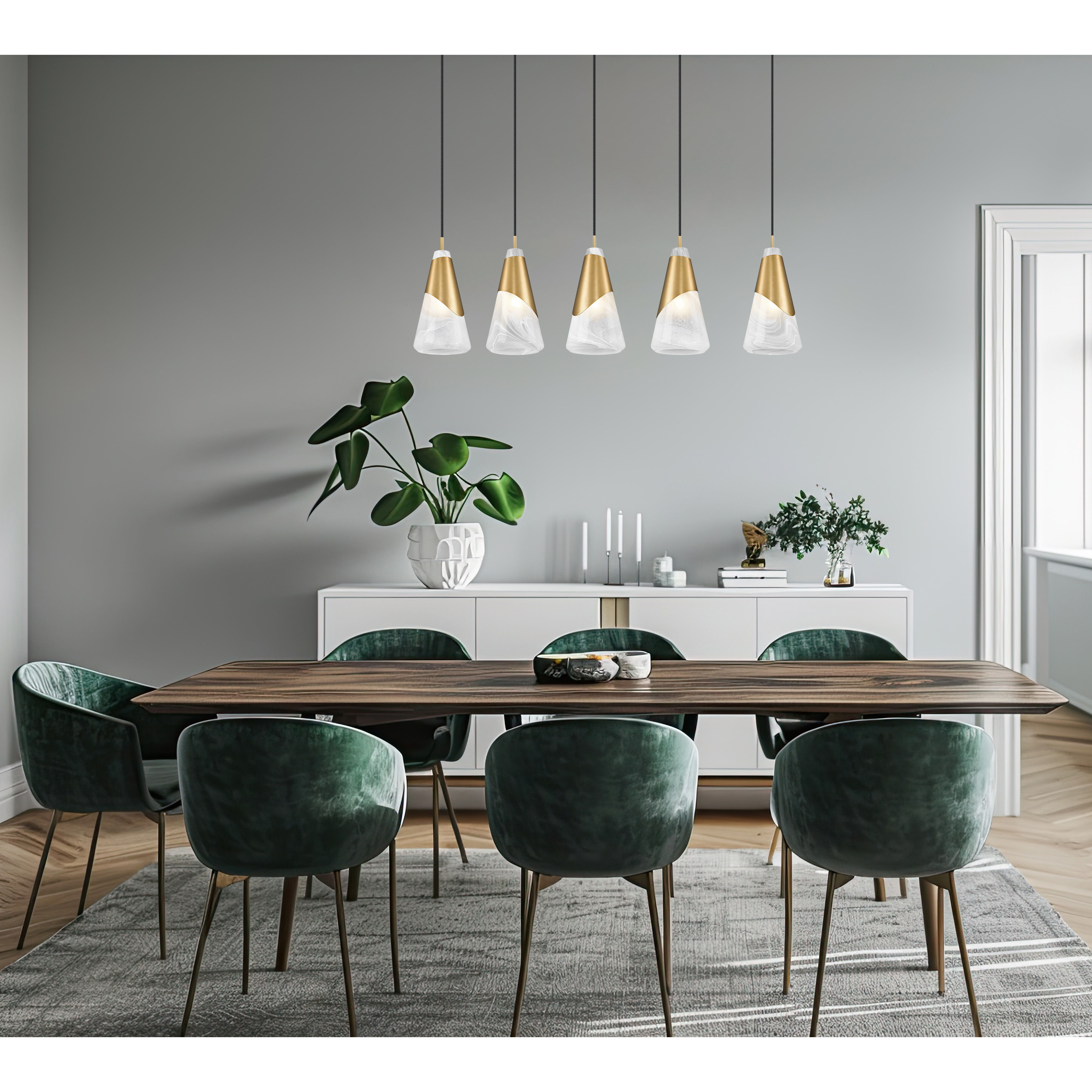 Aimie Linear Chandelier Ceiling Light in Modern Gold