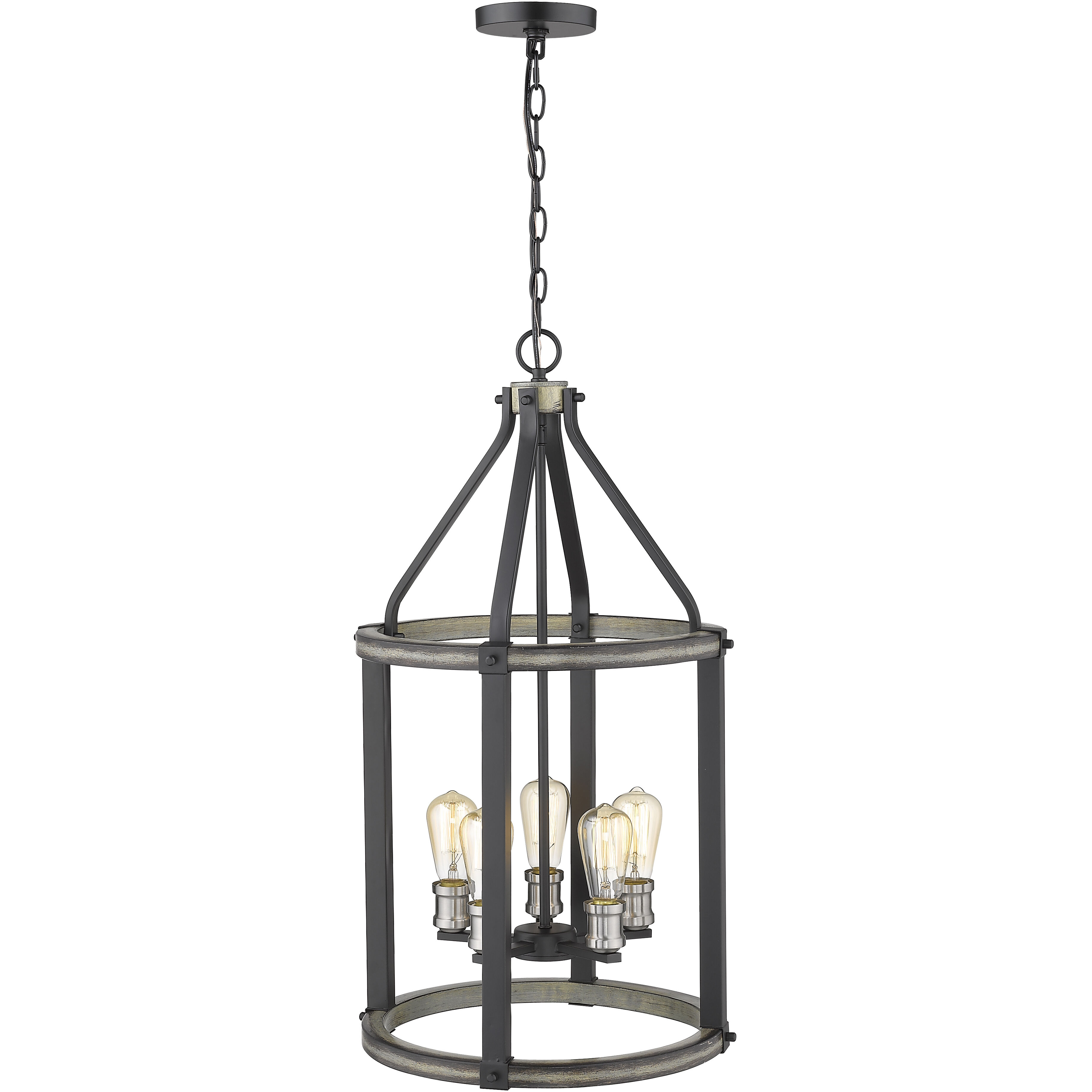 Kirkland 5 Light 16 inch Ashen Barnboard Chandelier Ceiling Light