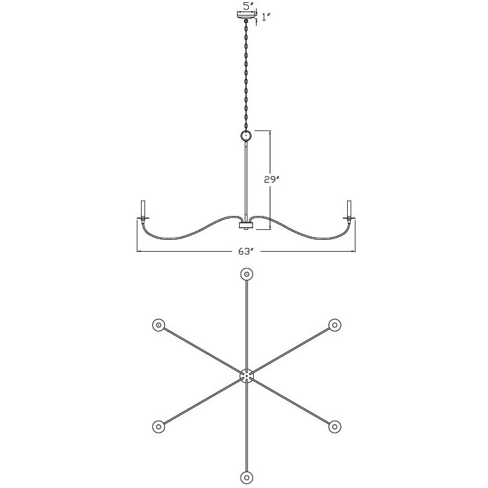 Arrington 6 Light 63 inch Rubbed Brass Chandelier Ceiling Light