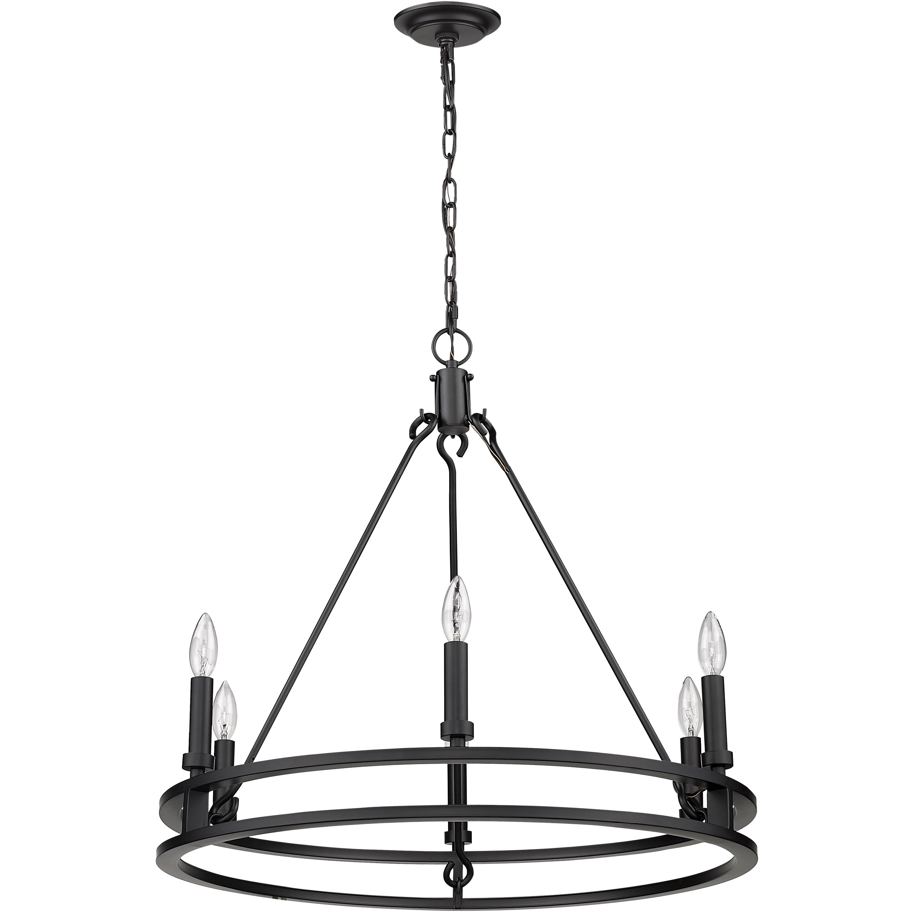 Dennison 6 Light 27.25 inch Matte Black Chandelier Ceiling Light