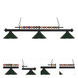 Shark 3 Light 58 inch Matte Black Billiard Ceiling Light in Dark Green Steel