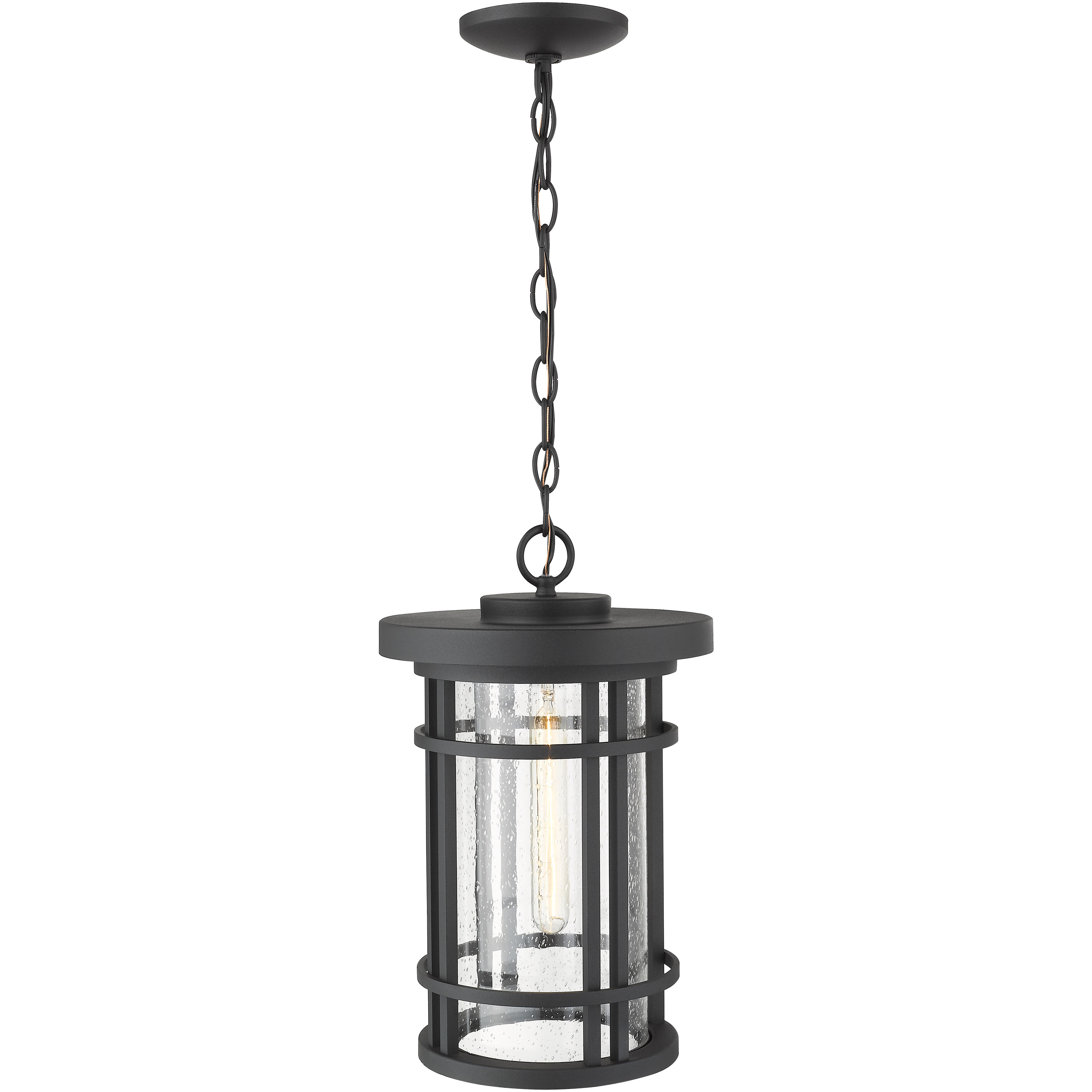 Jordan 1 Light 10 inch Black Outdoor Chain Mount Ceiling Fixture