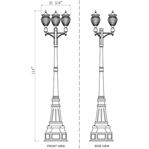 Davina 3 Light 115.25 inch Black Outdoor Post Mounted Fixture in G9