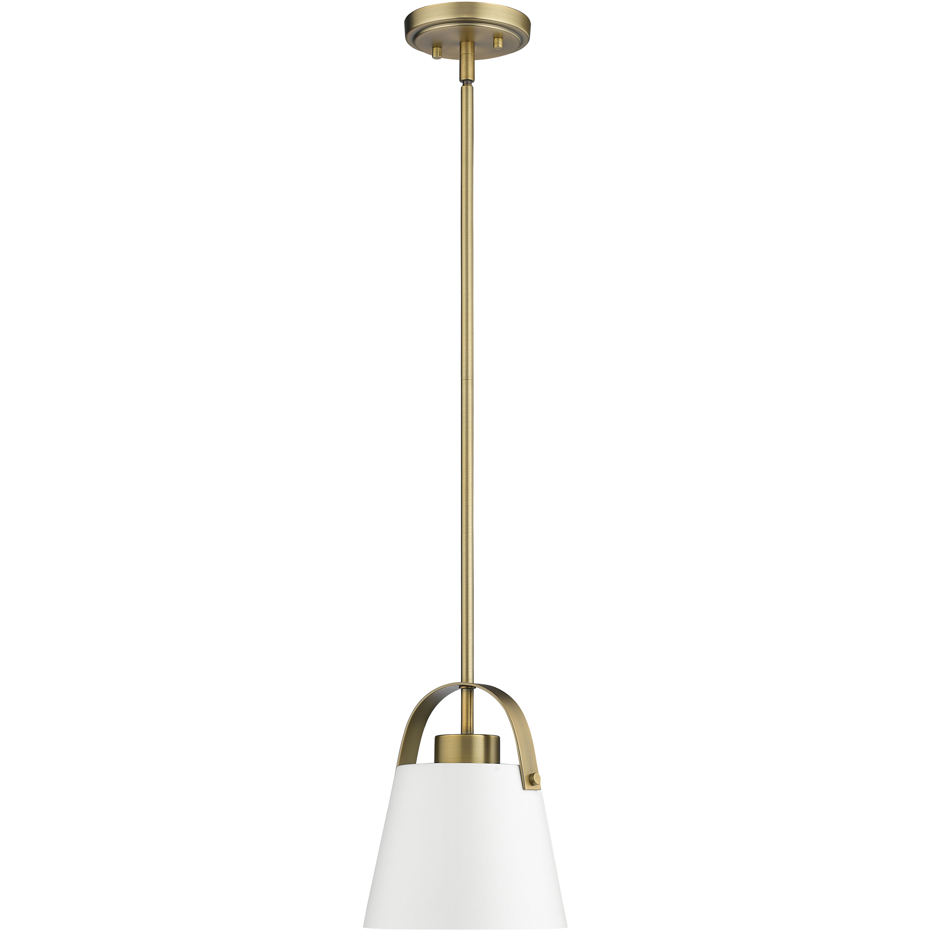 Z-Studio 1 Light 8 inch Matte White and Heritage Brass Pendant Ceiling Light