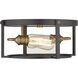 Halcyon 2 Light 14.25 inch Bronze and Heritage Brass Flush Mount Ceiling Light