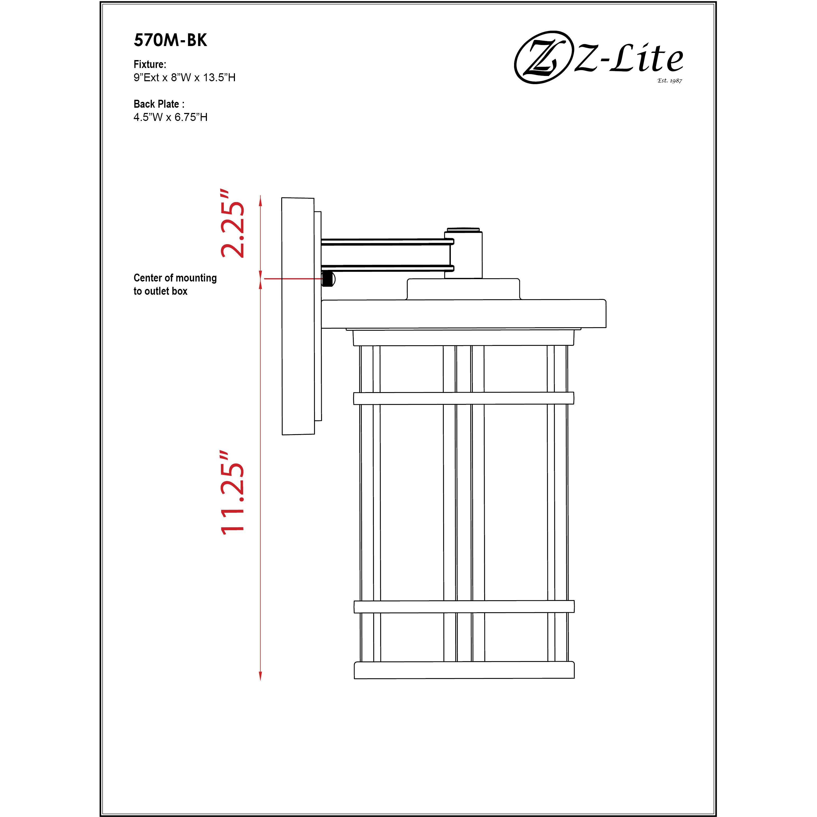 Jordan 1 Light 13.5 inch Black Outdoor Wall Light
