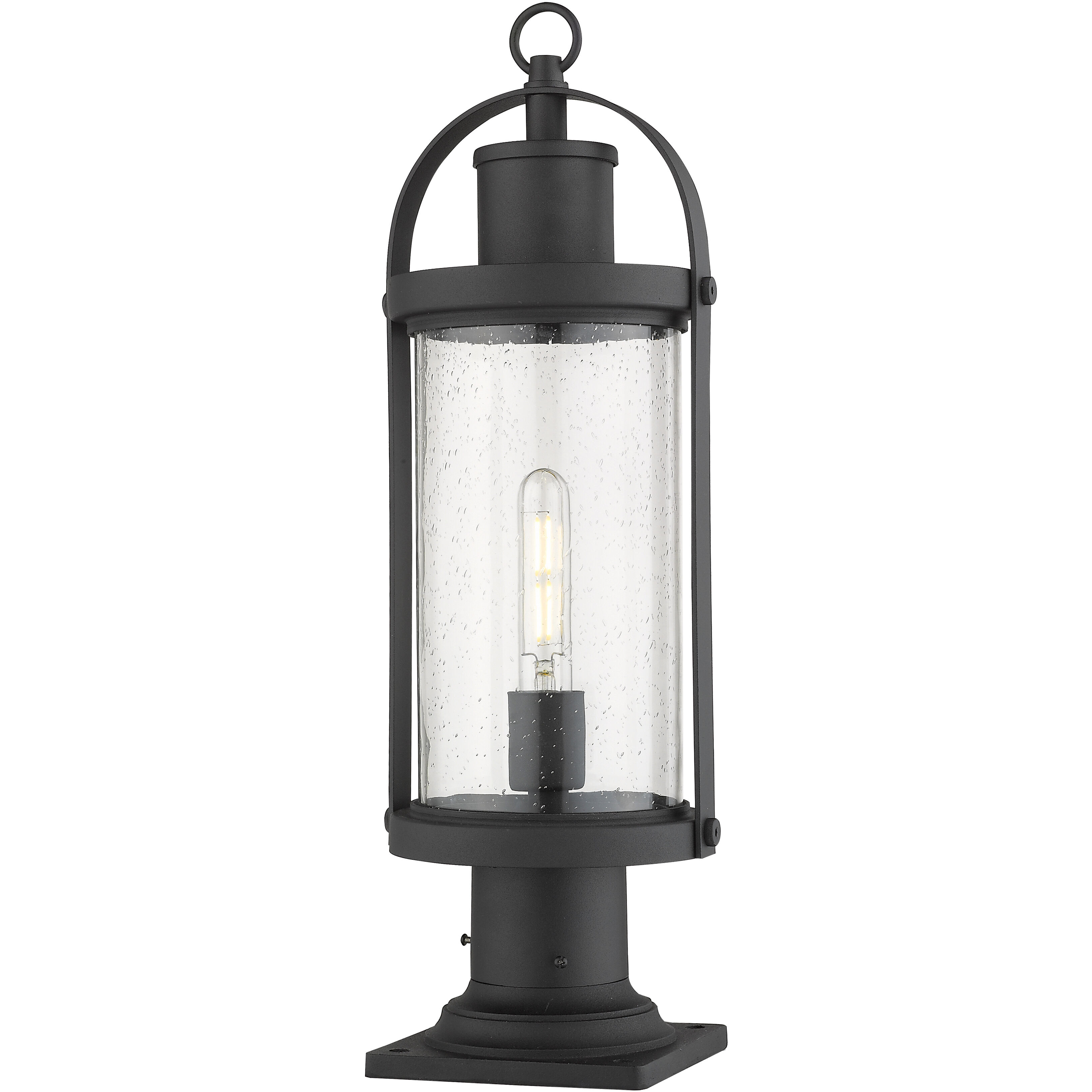 Roundhouse 1 Light 22.5 inch Black Outdoor Pier Mounted Fixture