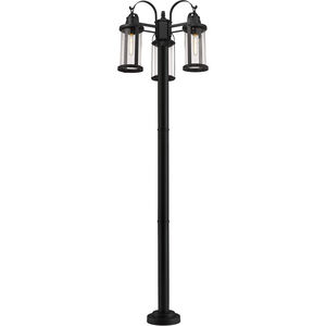 Roundhouse 3 Light 94 inch Black Outdoor Post Mounted Fixture