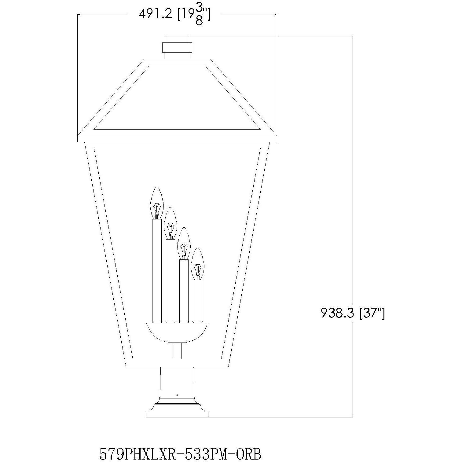 Talbot 4 Light 36.75 inch Black Outdoor Pier Mounted Fixture