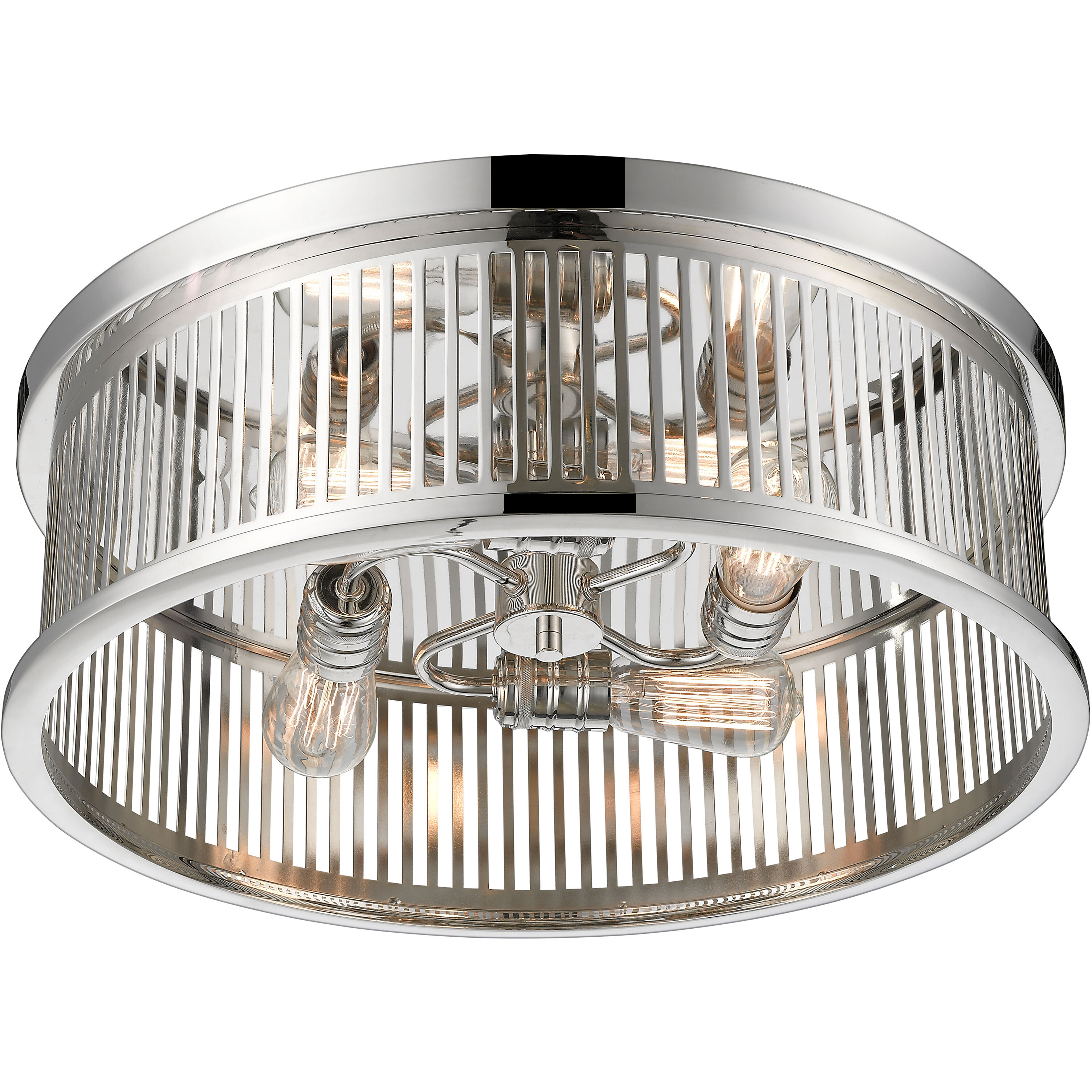 Camellia 4 Light 20 inch Polished Nickel Flush Mount Ceiling Light in Polished Nickel Steel