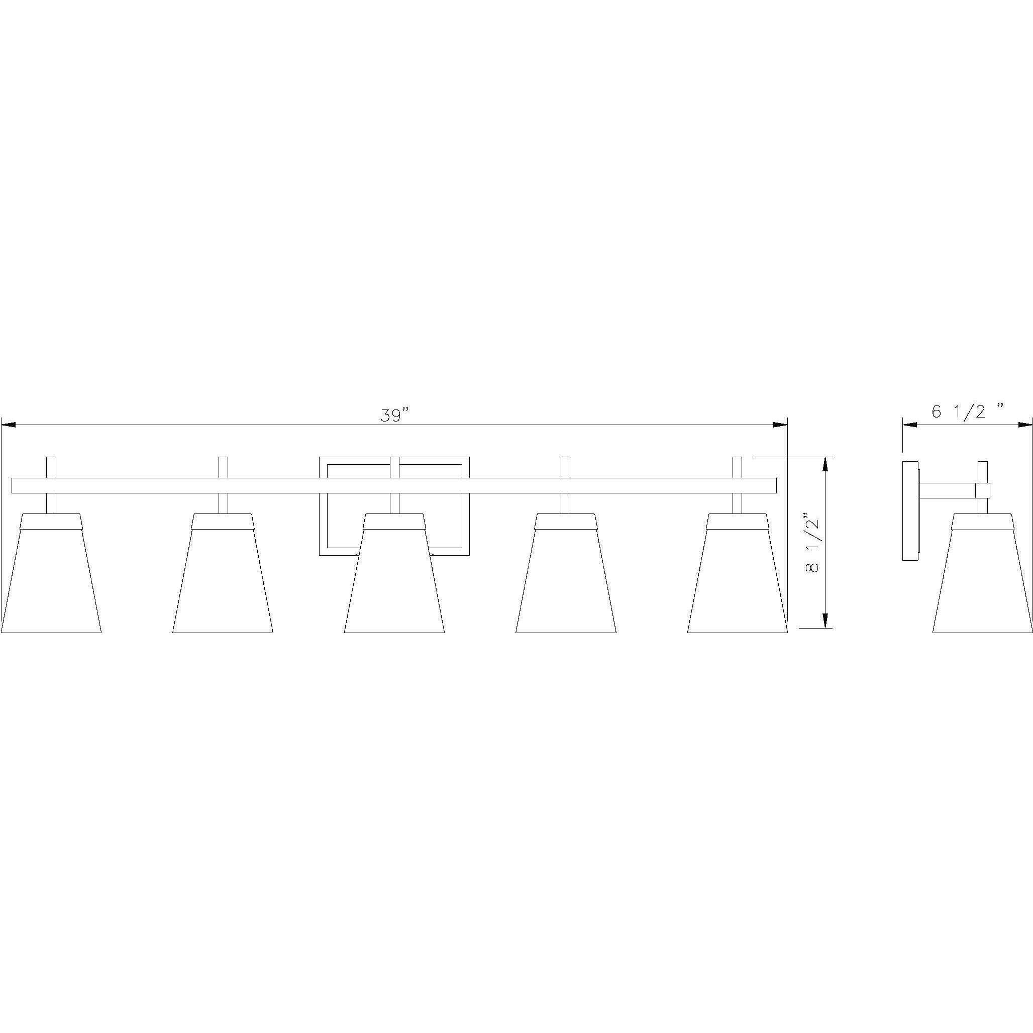 Lauren 5 Light 39 inch Matte Black Vanity Wall Light