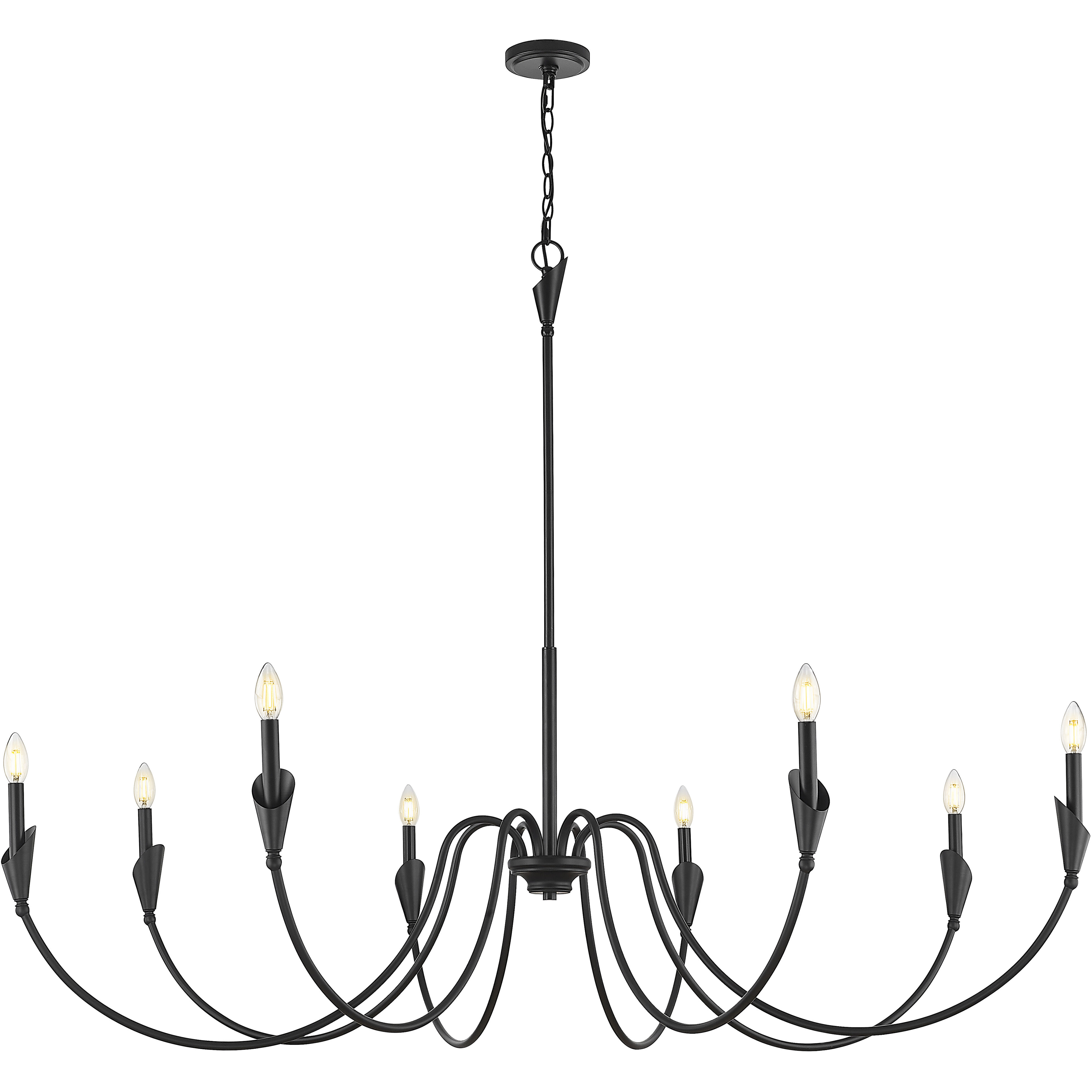 Claudelle 8 Light 65 inch Matte Black Chandelier Ceiling Light