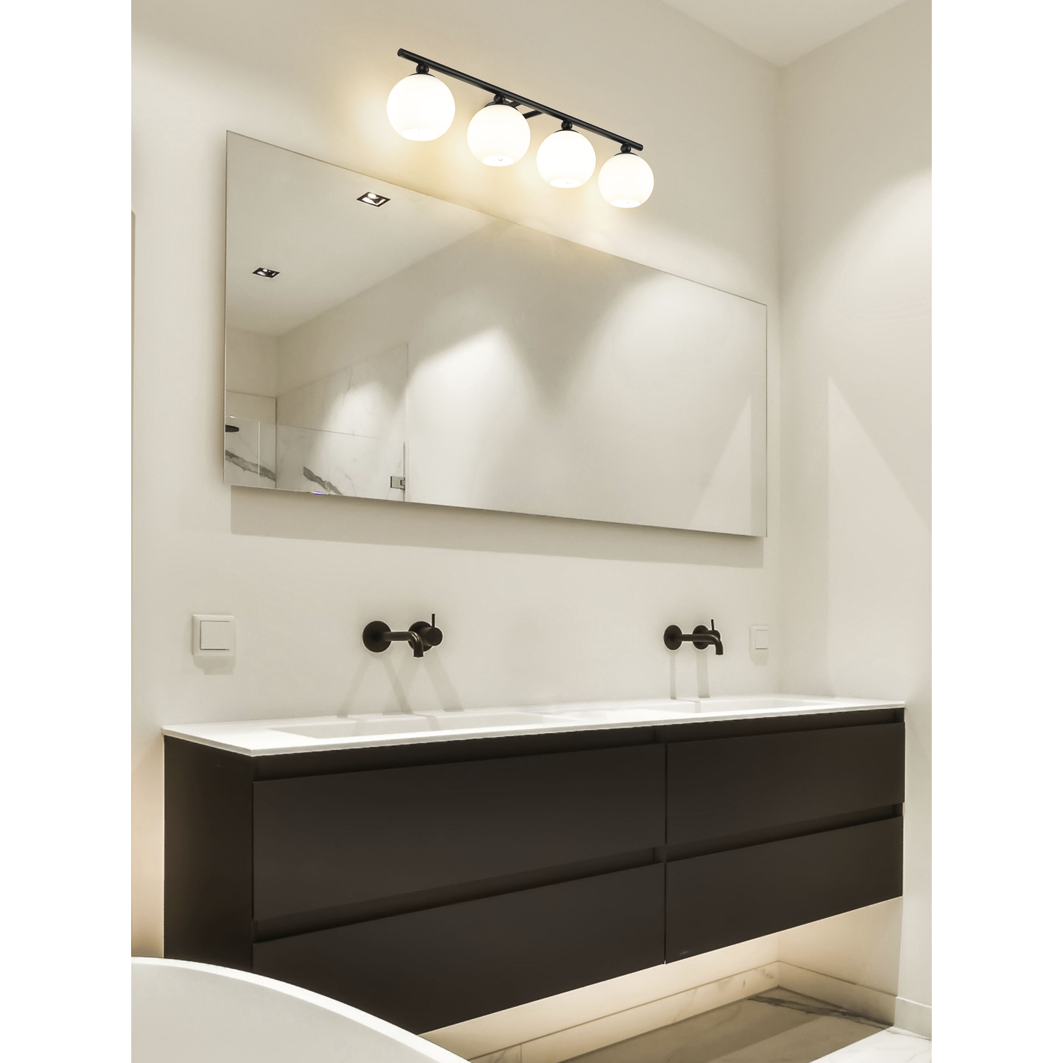 Neoma 4 Light 30 inch Matte Black Vanity Wall Light