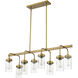 Calliope 8 Light 40 inch Foundry Brass Linear Chandelier Ceiling Light