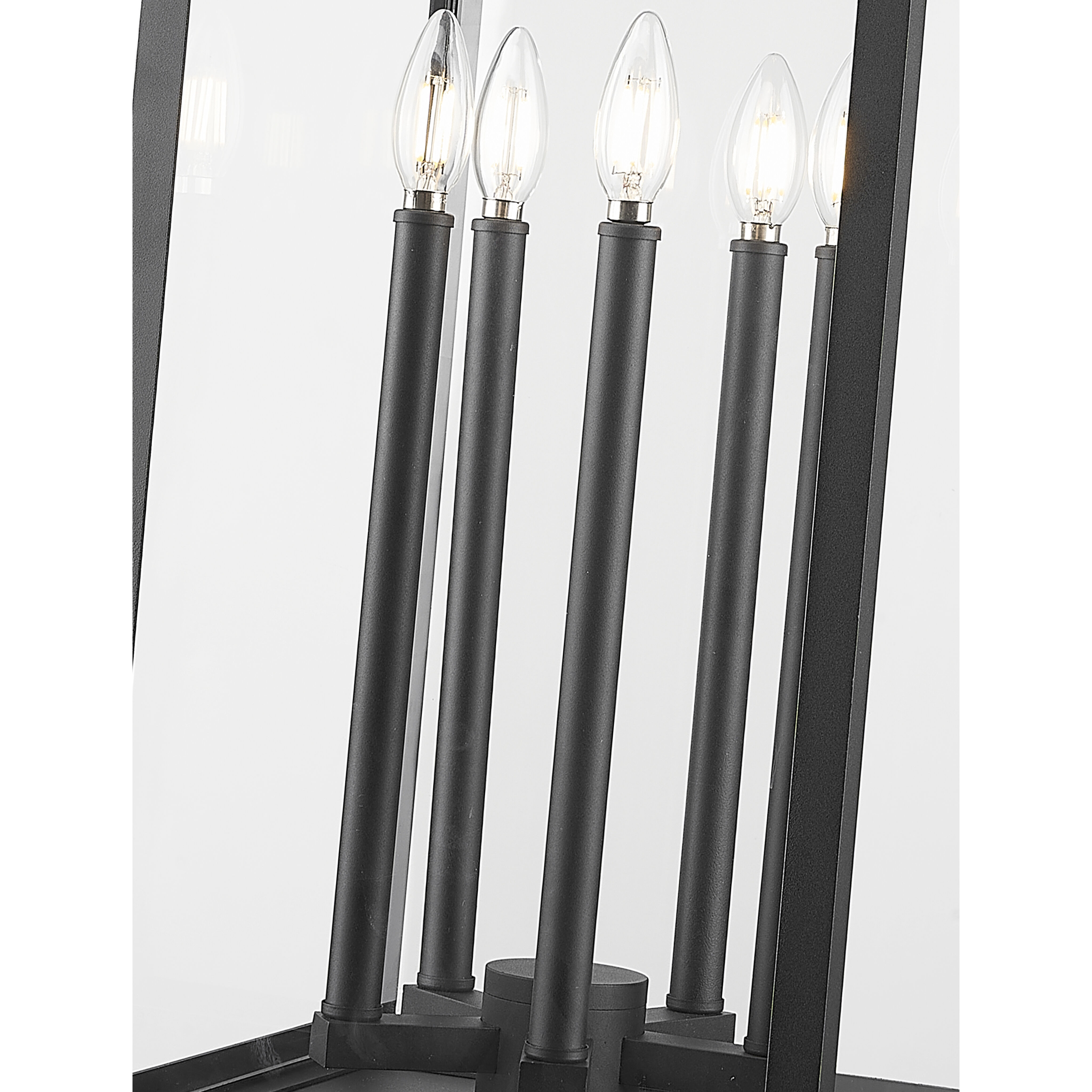 Nova 5 Light 35 inch Black Outdoor Post Mount Fixture in Clear Glass