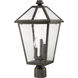 Talbot 3 Light 20 inch Oil Rubbed Bronze Outdoor Post Mount Fixture in Seedy Glass