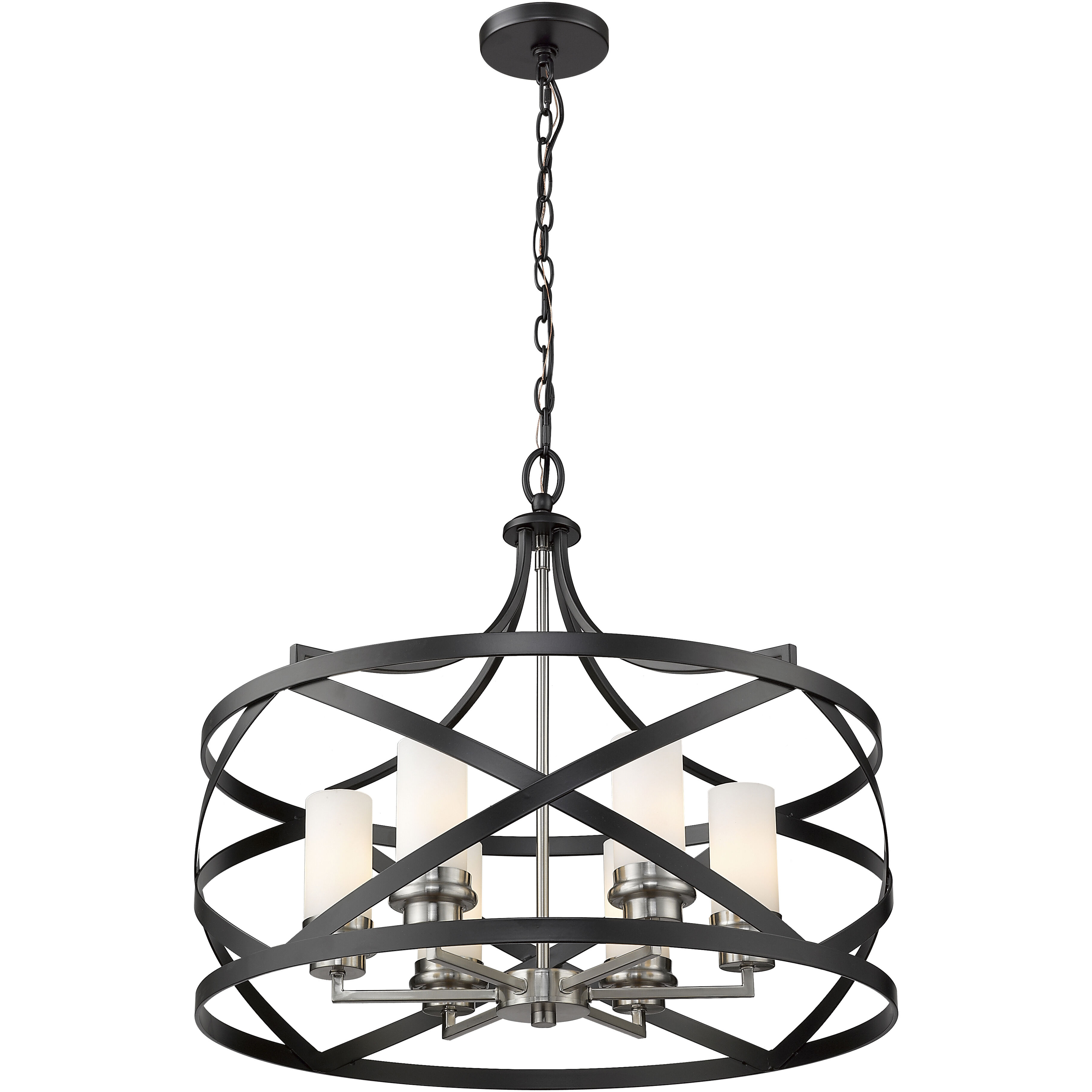 Malcalester 6 Light 24 inch Matte Black and Brushed Nickel Chandelier Ceiling Light