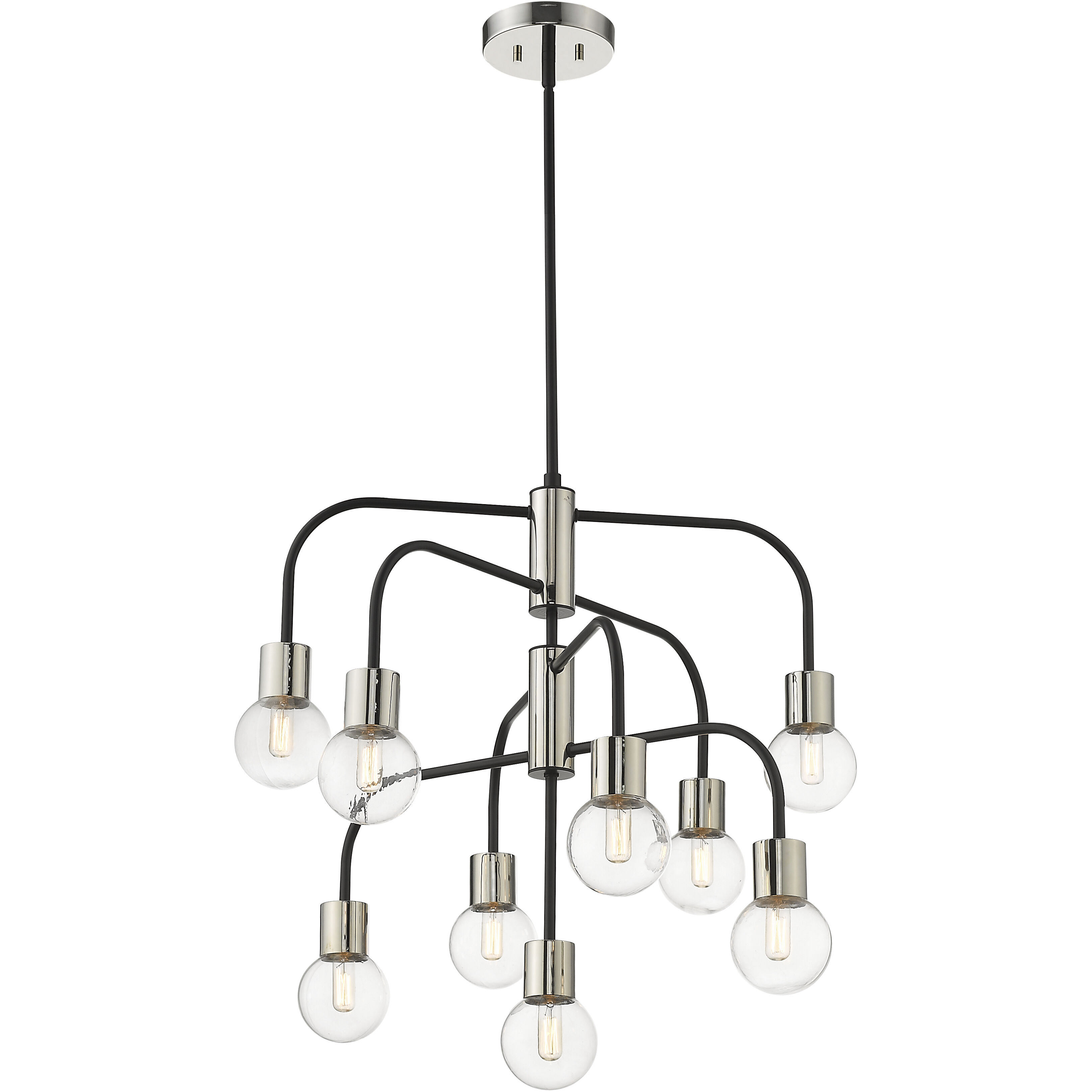 Neutra 9 Light 26.5 inch Matte Black and Polished Nickel Chandelier Ceiling Light