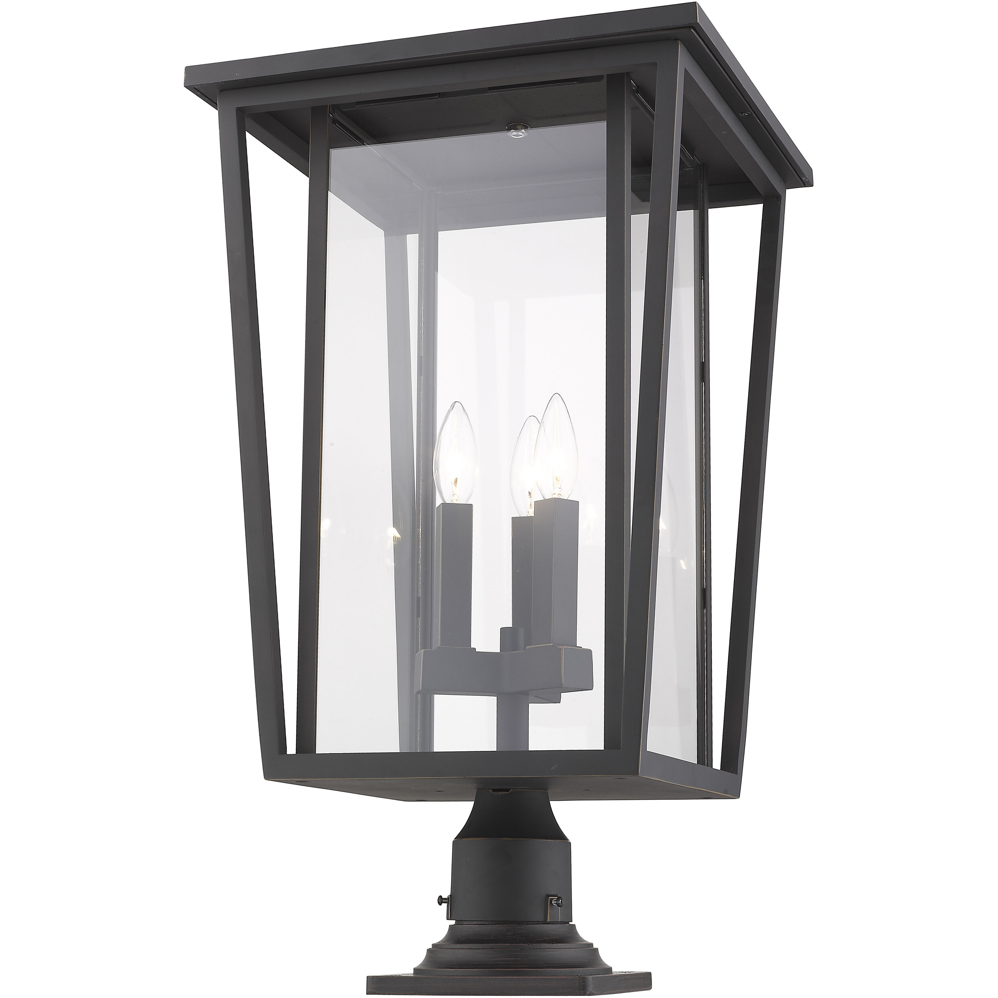 Seoul 3 Light 25.75 inch Oil Rubbed Bronze Outdoor Pier Mounted Fixture in 20.25