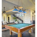 Cordon 3 Light 58 inch Rubbed Brass Billiard Ceiling Light in Electric Blue Steel