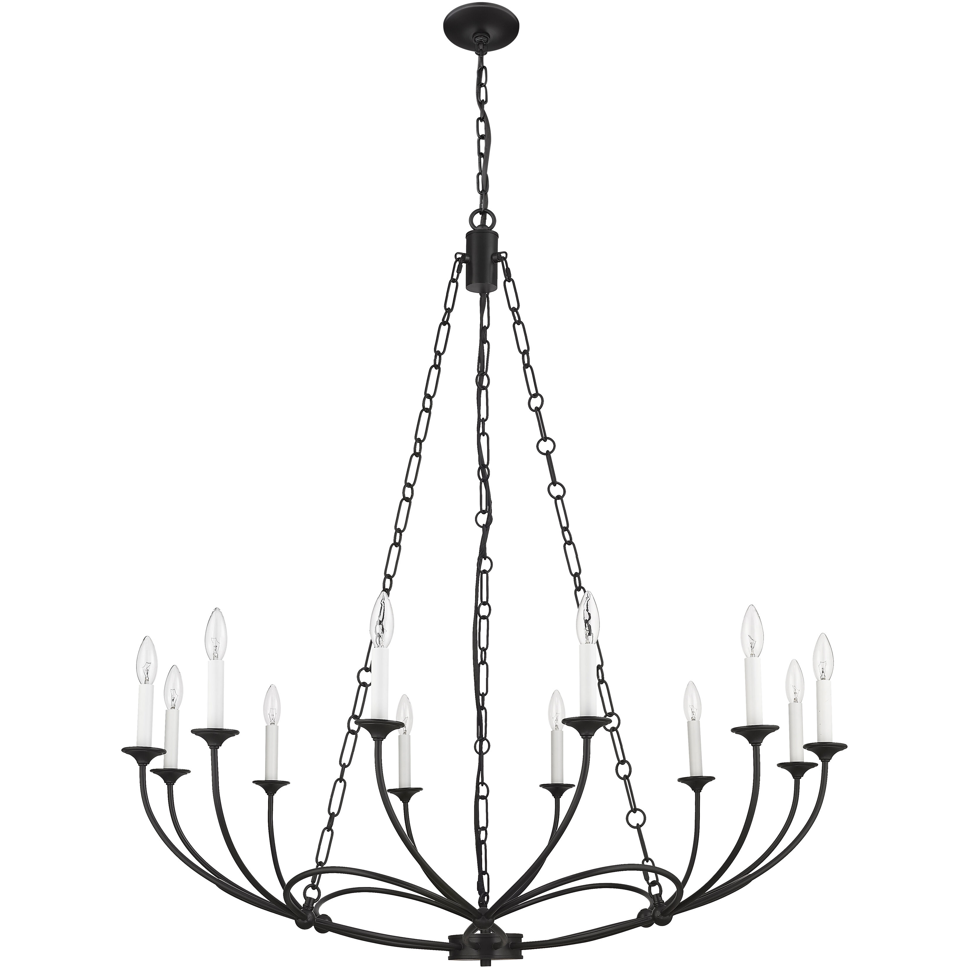Arabella 12 Light 43 inch Matte Black Chandelier Ceiling Light