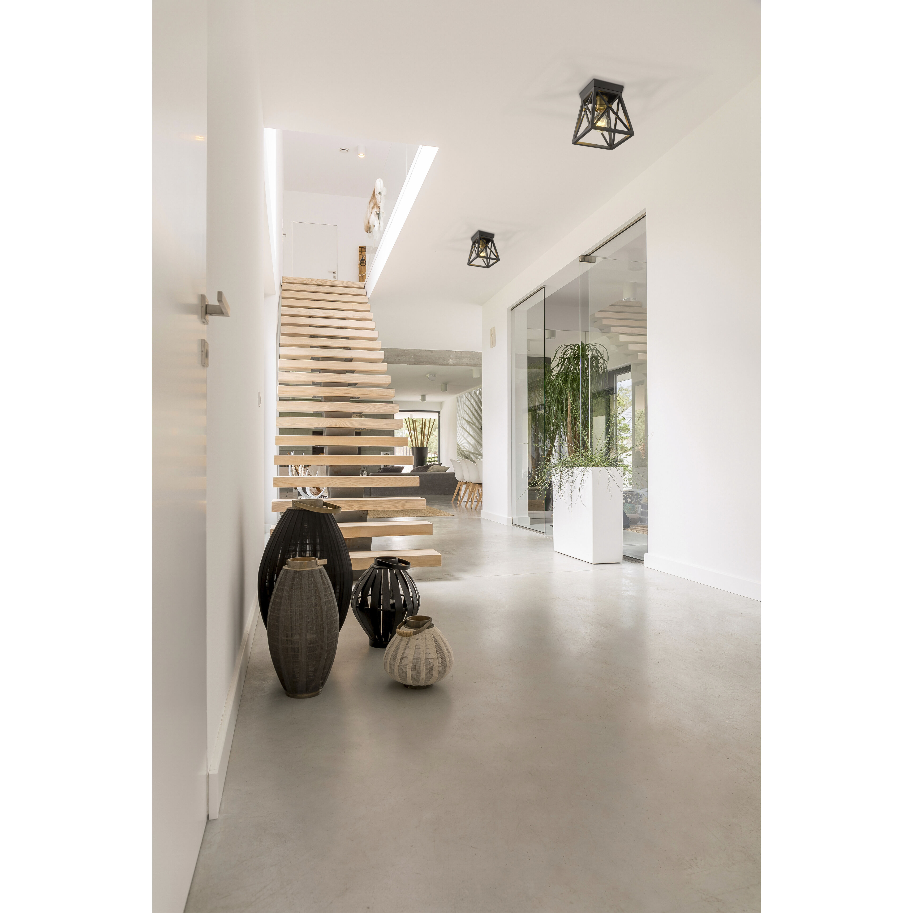 Trestle 1 Light 6 inch Matte Black and Olde Brass Flush Mount Ceiling Light