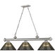 Cordon 3 Light 57.25 inch Brushed Nickel Billiard Ceiling Light in Smoke Acrylic