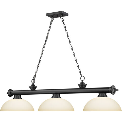 Cordon 3 Light 57.25 inch Matte Black Billiard Ceiling Light in Matte Opal Glass