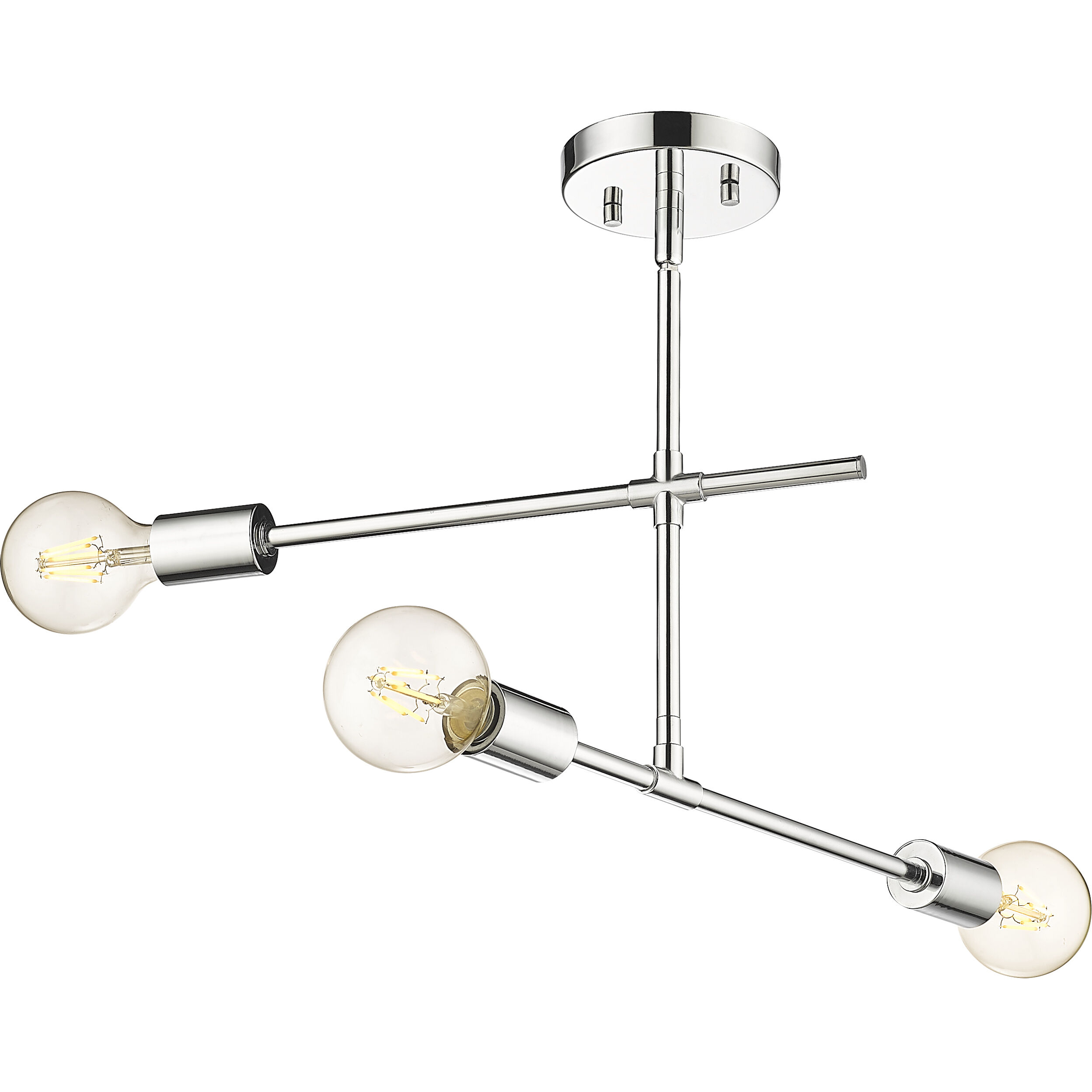 Modernist 3 Light 4.75 inch Chrome Semi Flush Mount Ceiling Light