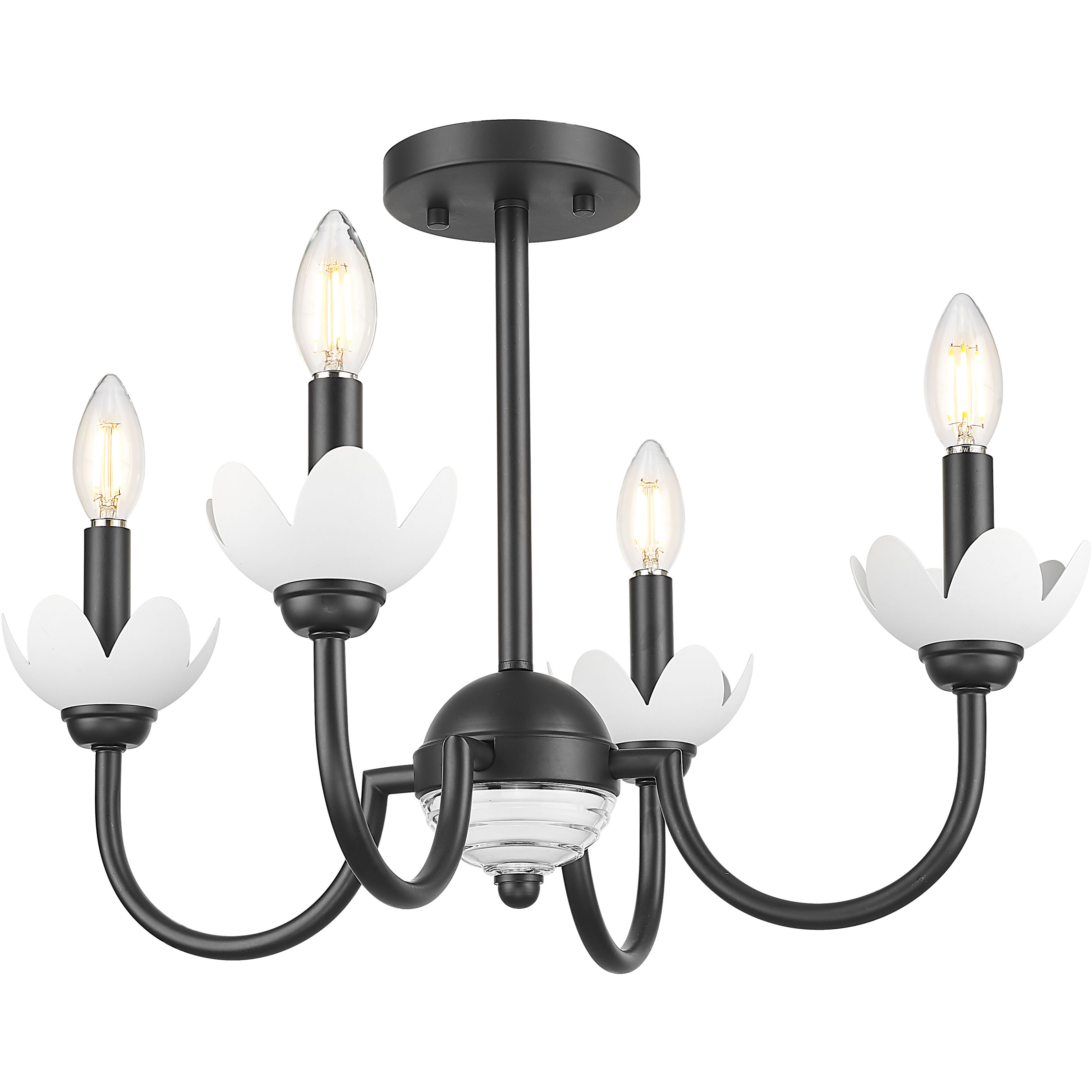 Allistair 4 Light 20 inch Matte Black Semi Flush Mount Ceiling Light