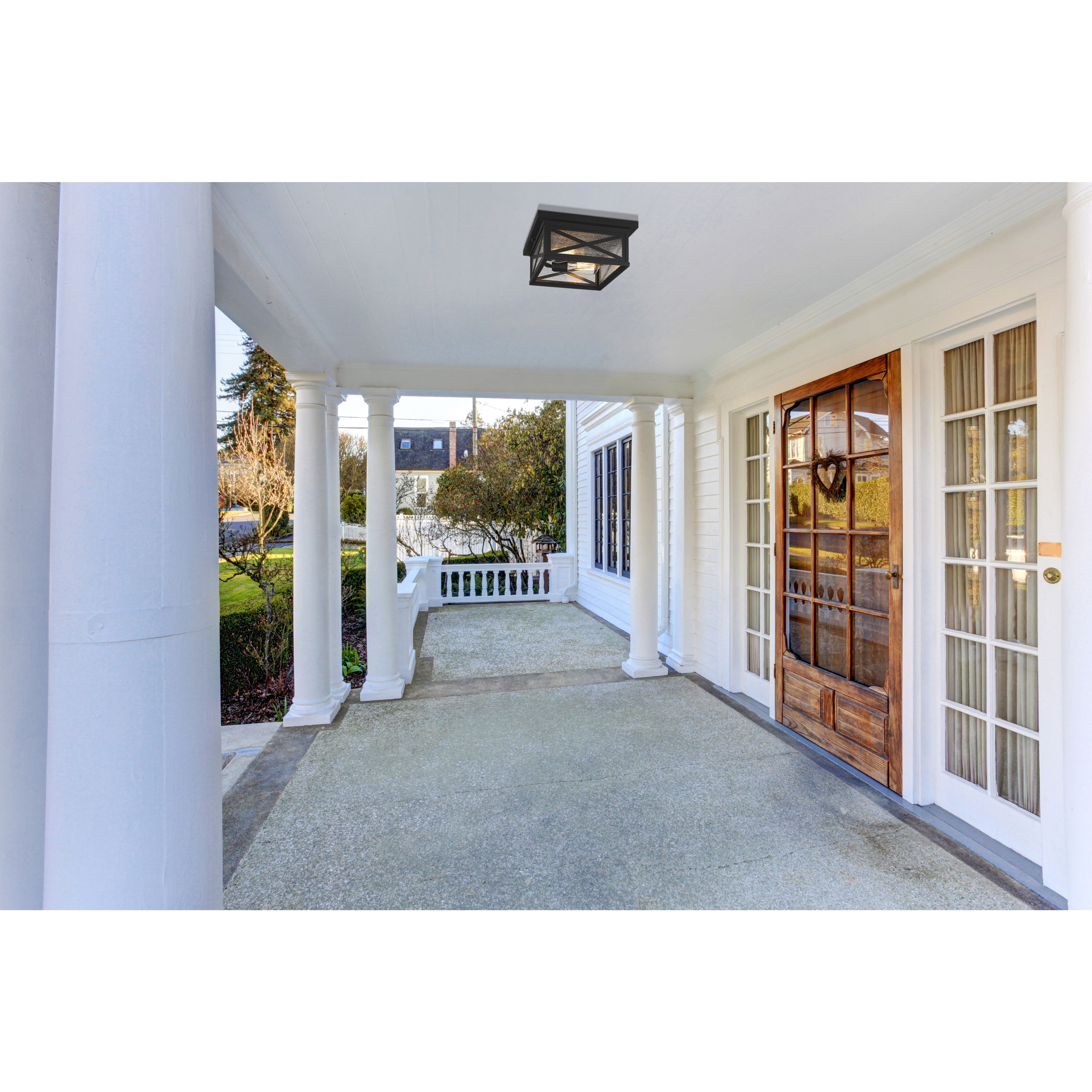 Brookside 2 Light 12 inch Black Outdoor Flush Mount