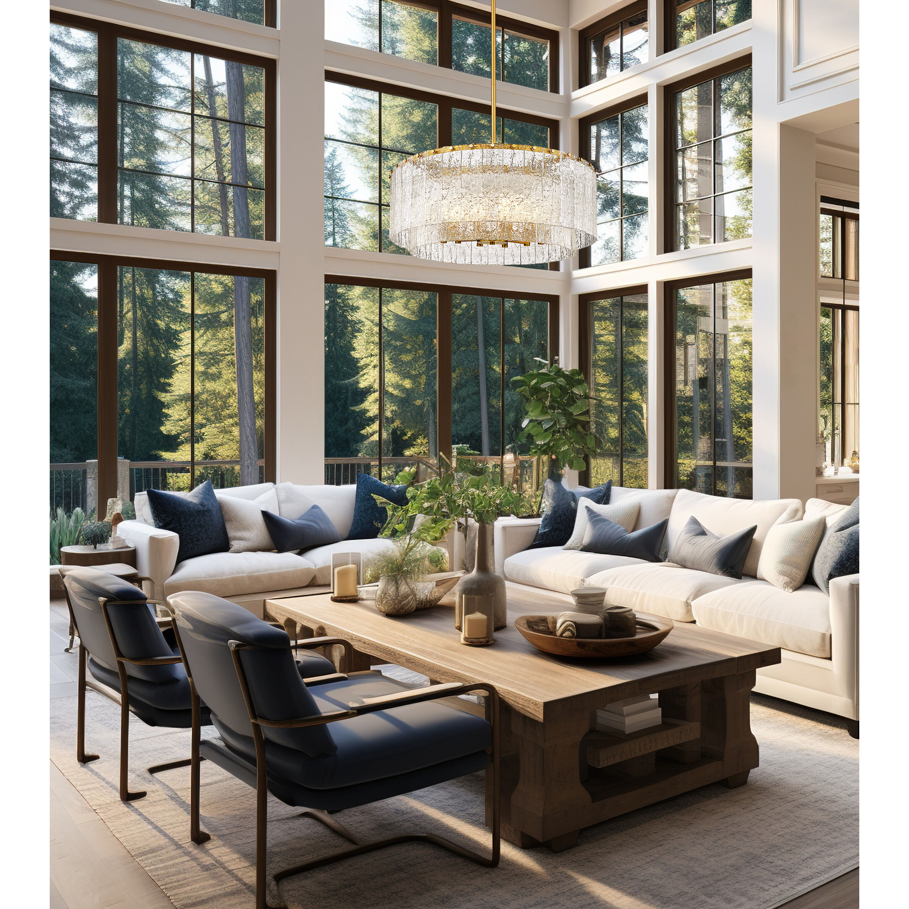 Glacier 12 Light 33 inch Modern Gold Pendant Ceiling Light