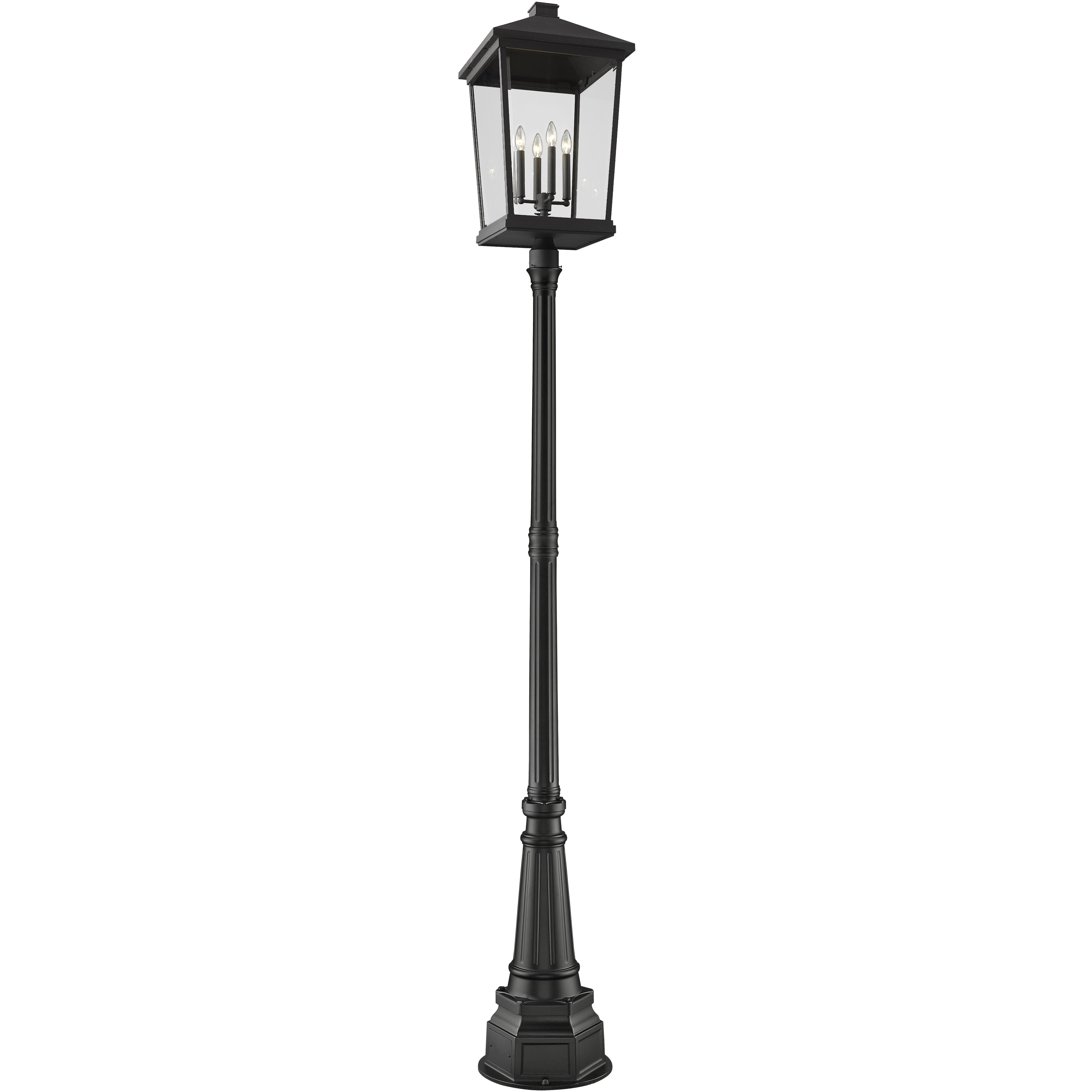 Beacon 4 Light 113.25 inch Black Outdoor Post Mounted Fixture