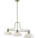 Melange 3 Light 52 inch Heritage Brass Billiard Ceiling Light in Matte Opal Glass